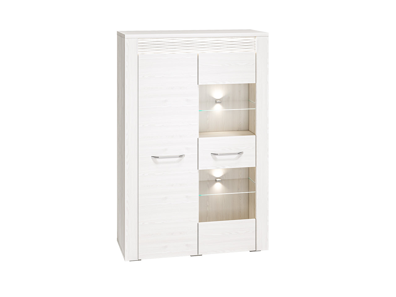 Vitrine en Pin Enneigé avec Éclairage Optionnel - Durabilité, Élégance et Fonctionnalité pour Votre Intérieur - Decora Home