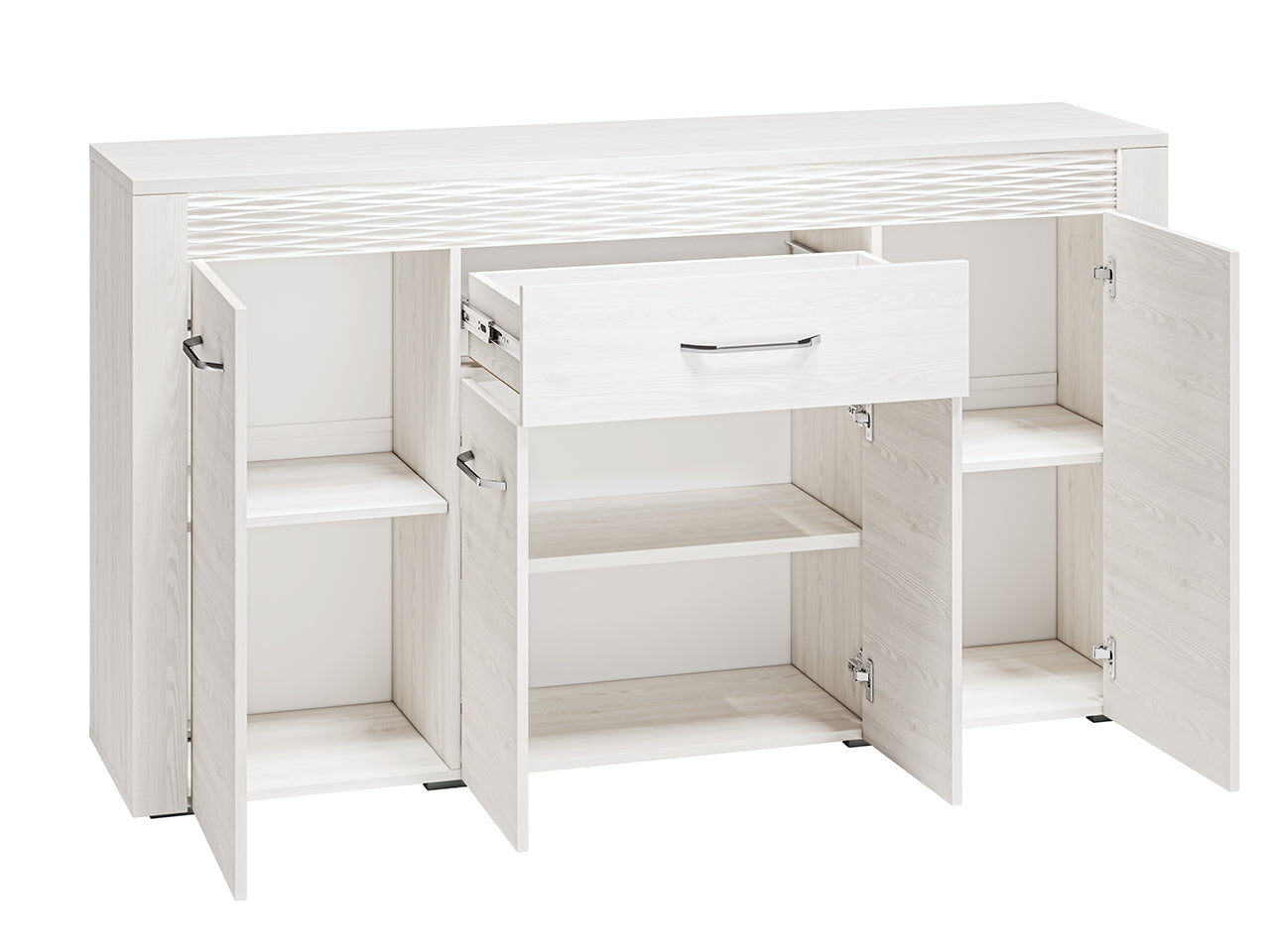 Commode, Buffet, Buffet Moderne en Pin Enneigé avec Tiroirs Spacieux et Extension Complète - Rangement Pratique et Durable - Decora Home