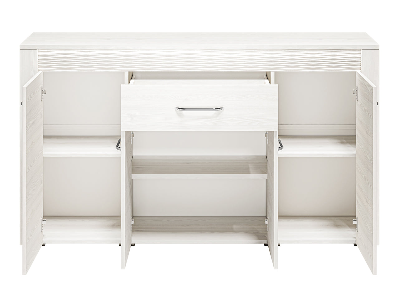 Commode, Buffet, Buffet Moderne en Pin Enneigé avec Tiroirs Spacieux et Extension Complète - Rangement Pratique et Durable - Decora Home