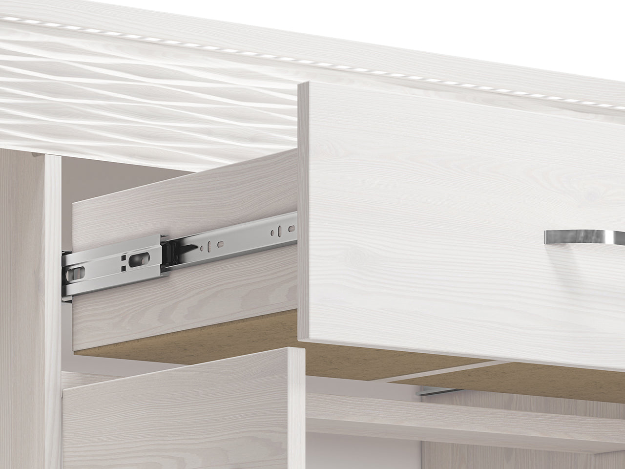 Commode, Buffet, Buffet Moderne en Pin Enneigé avec Tiroirs Spacieux et Extension Complète - Rangement Pratique et Durable - Decora Home