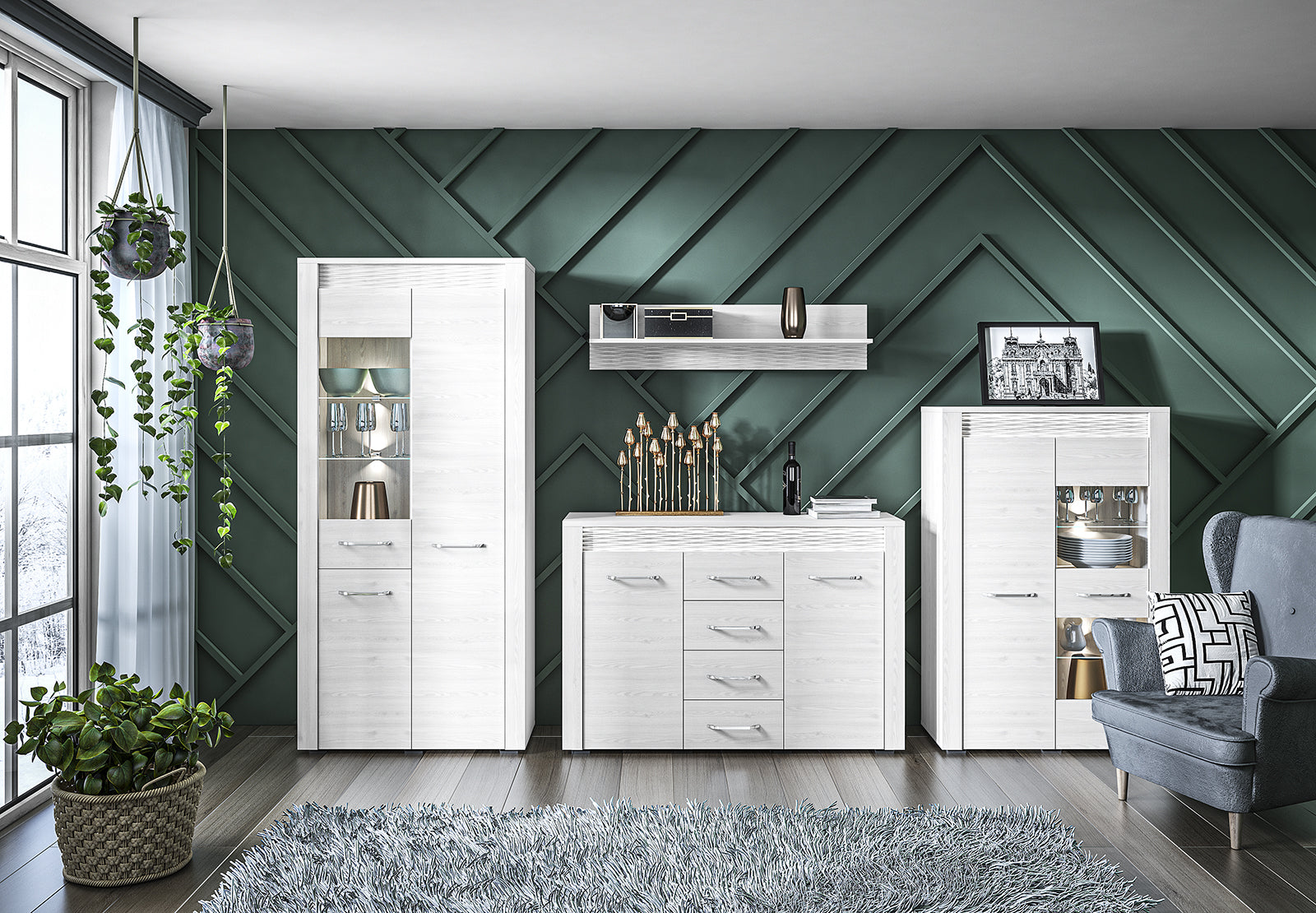 Vitrine en Pin Enneigé avec Éclairage Optionnel - Durabilité, Élégance et Fonctionnalité pour Votre Intérieur - Decora Home