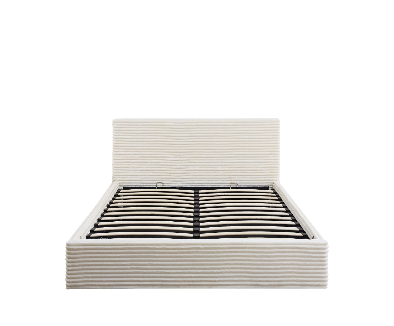 Lit Coffre Maia Côtelé en Velours Écru ou Gris – Style Moderne et Rangement Pratique - Decora Home