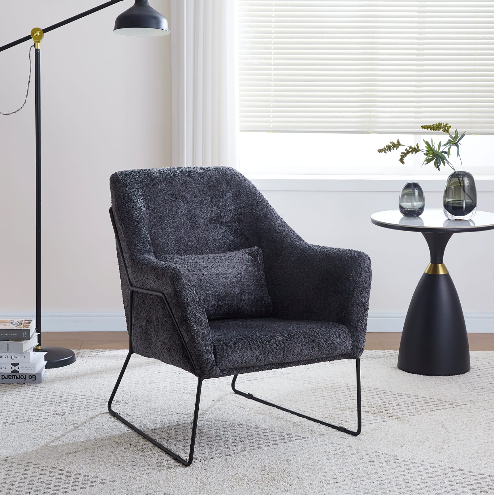 Fauteuil – Design Contemporain en Laine ou Velours avec Piètement Métal – Élégance & Confort - Decora Home