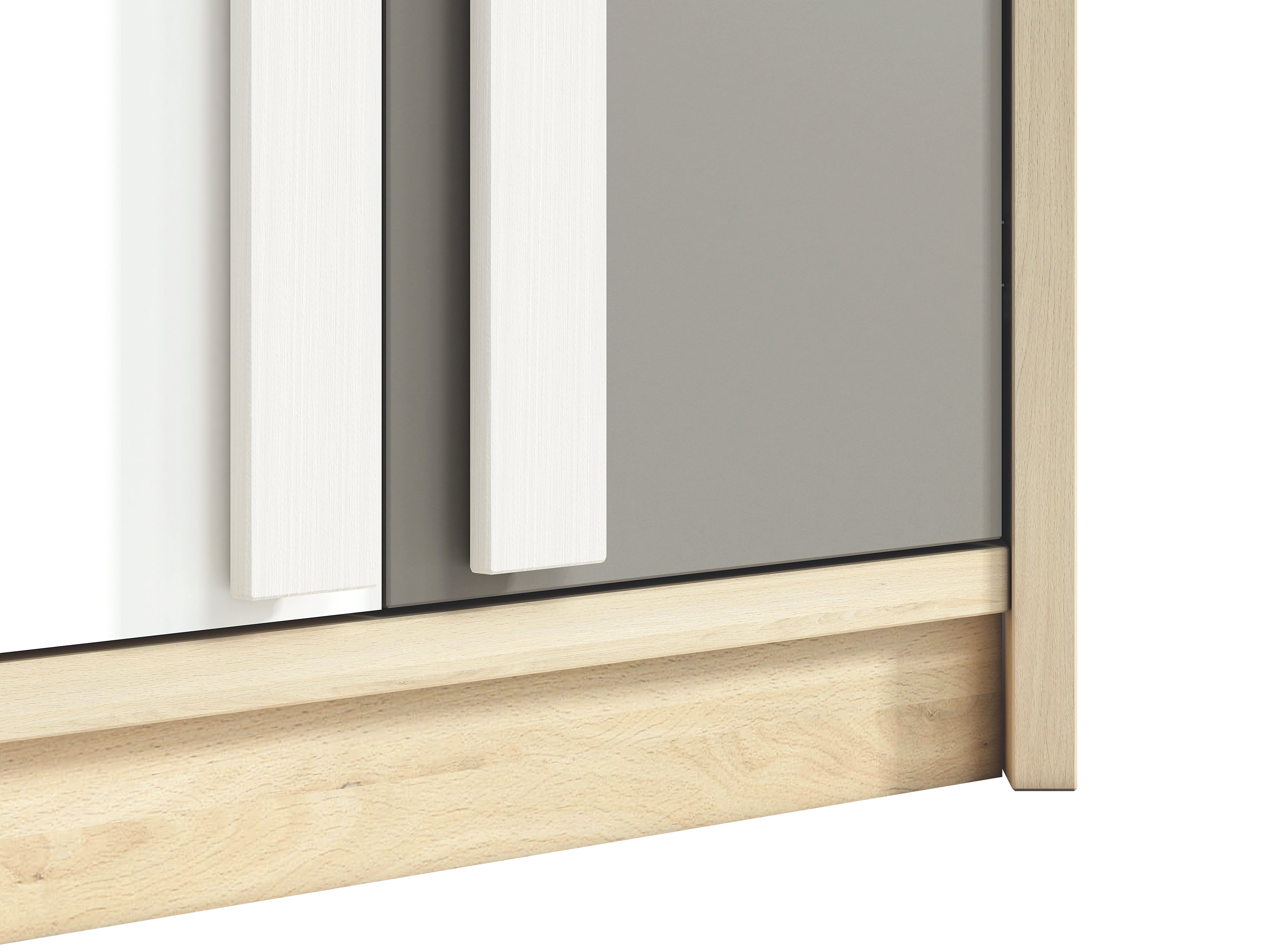 Armoire d’Angle Moderne en Hêtre Fjord et Blanc – Rangement Gain de Place avec Finition Résistante - Decora Home