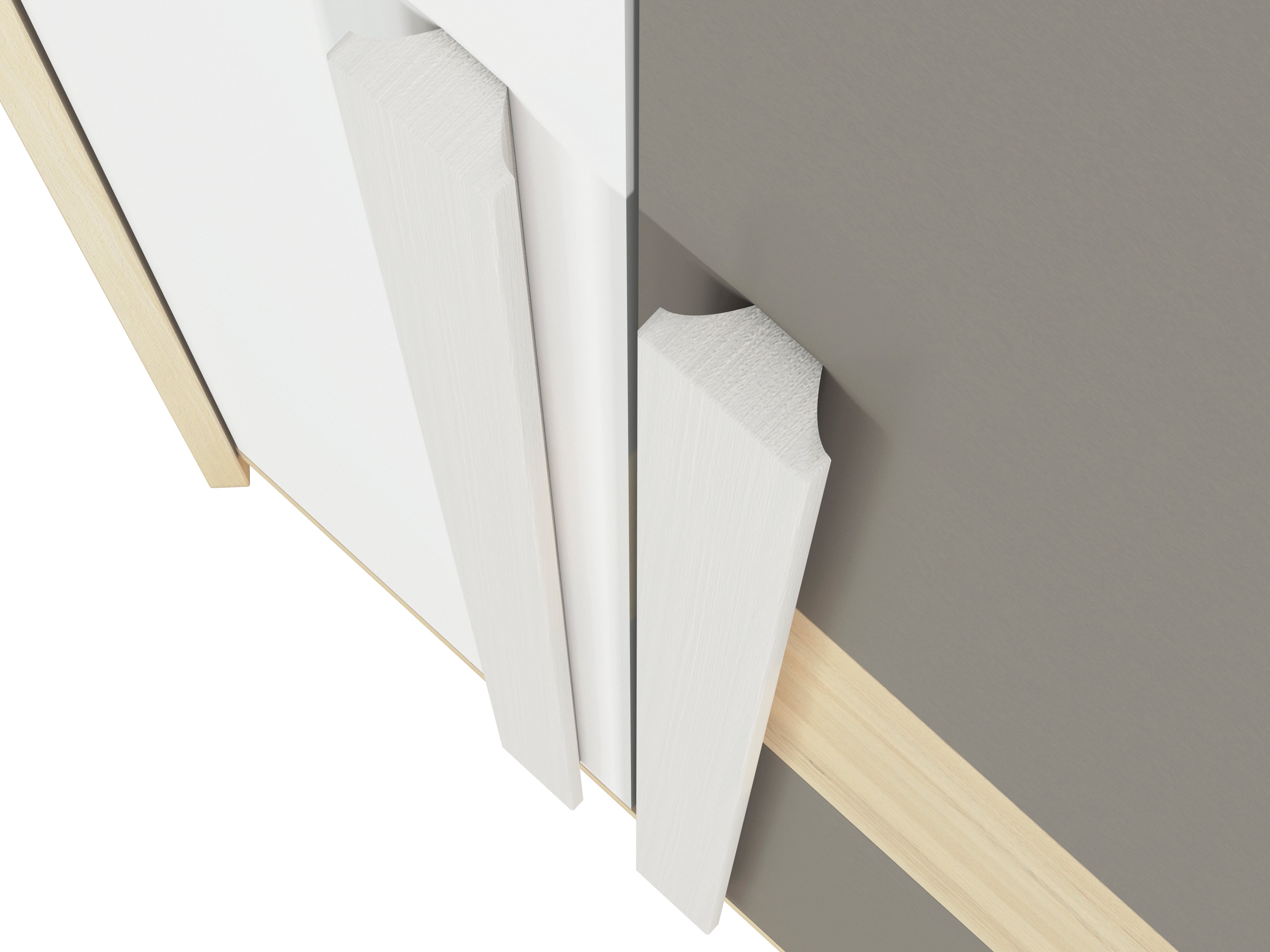 Armoire d’Angle Moderne en Hêtre Fjord et Blanc – Rangement Gain de Place avec Finition Résistante - Decora Home