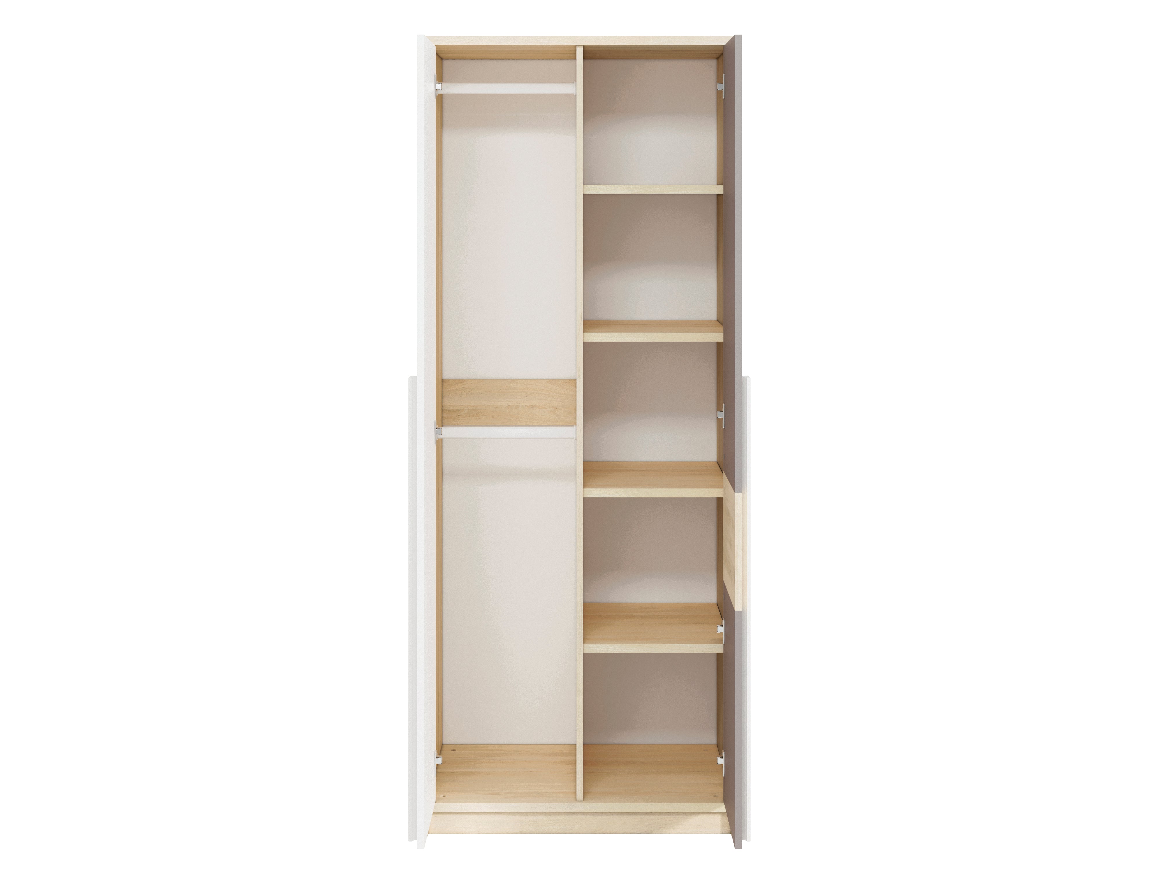 Armoire d'angle moderne Hêtre Fjord, Blanc & Gris Platine – Rangement optimisé avec bordure ABS, résistant à l'humidité et aux rayures - Decora Home