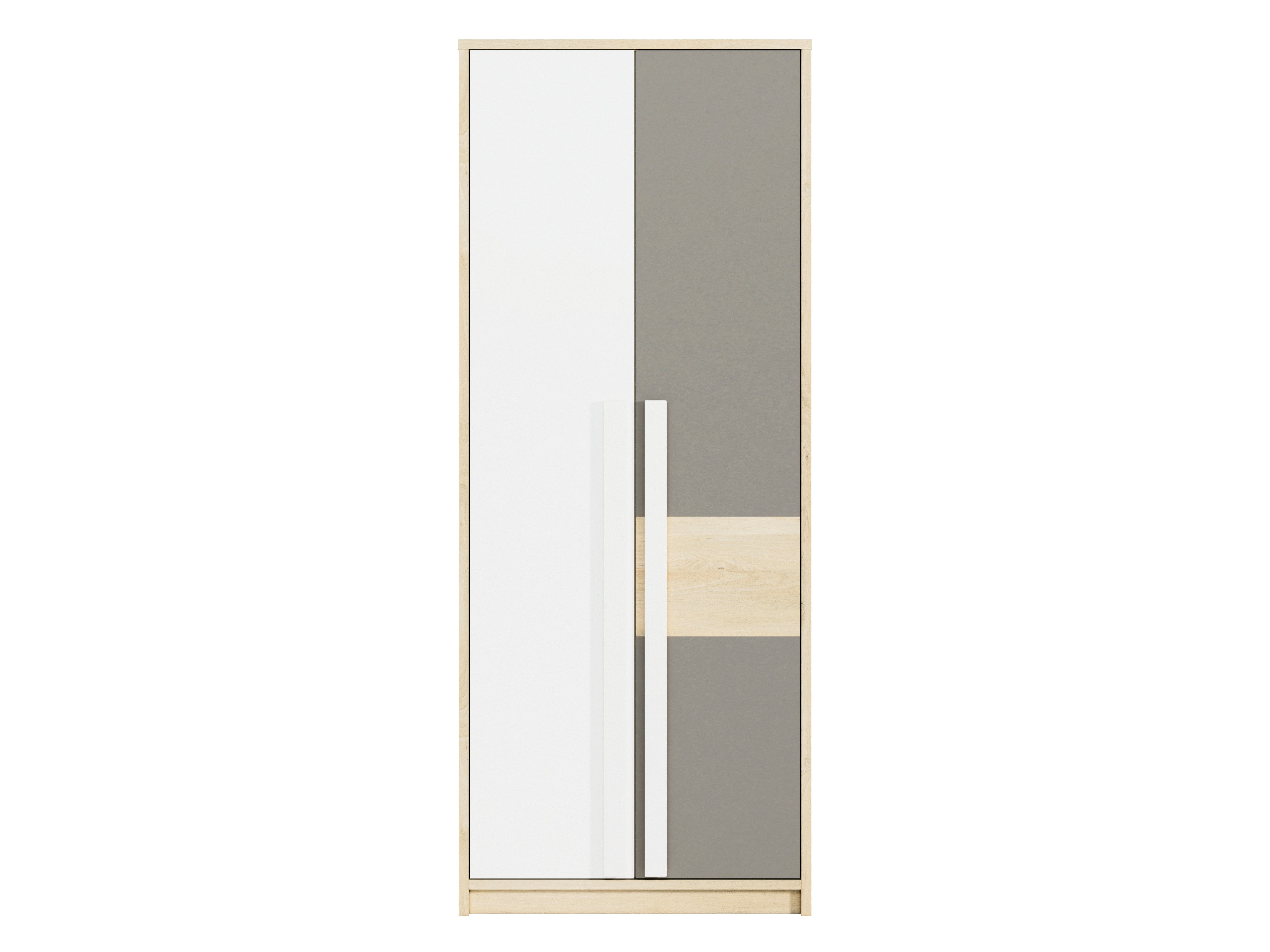 Armoire d'angle moderne Hêtre Fjord, Blanc & Gris Platine – Rangement optimisé avec bordure ABS, résistant à l'humidité et aux rayures - Decora Home