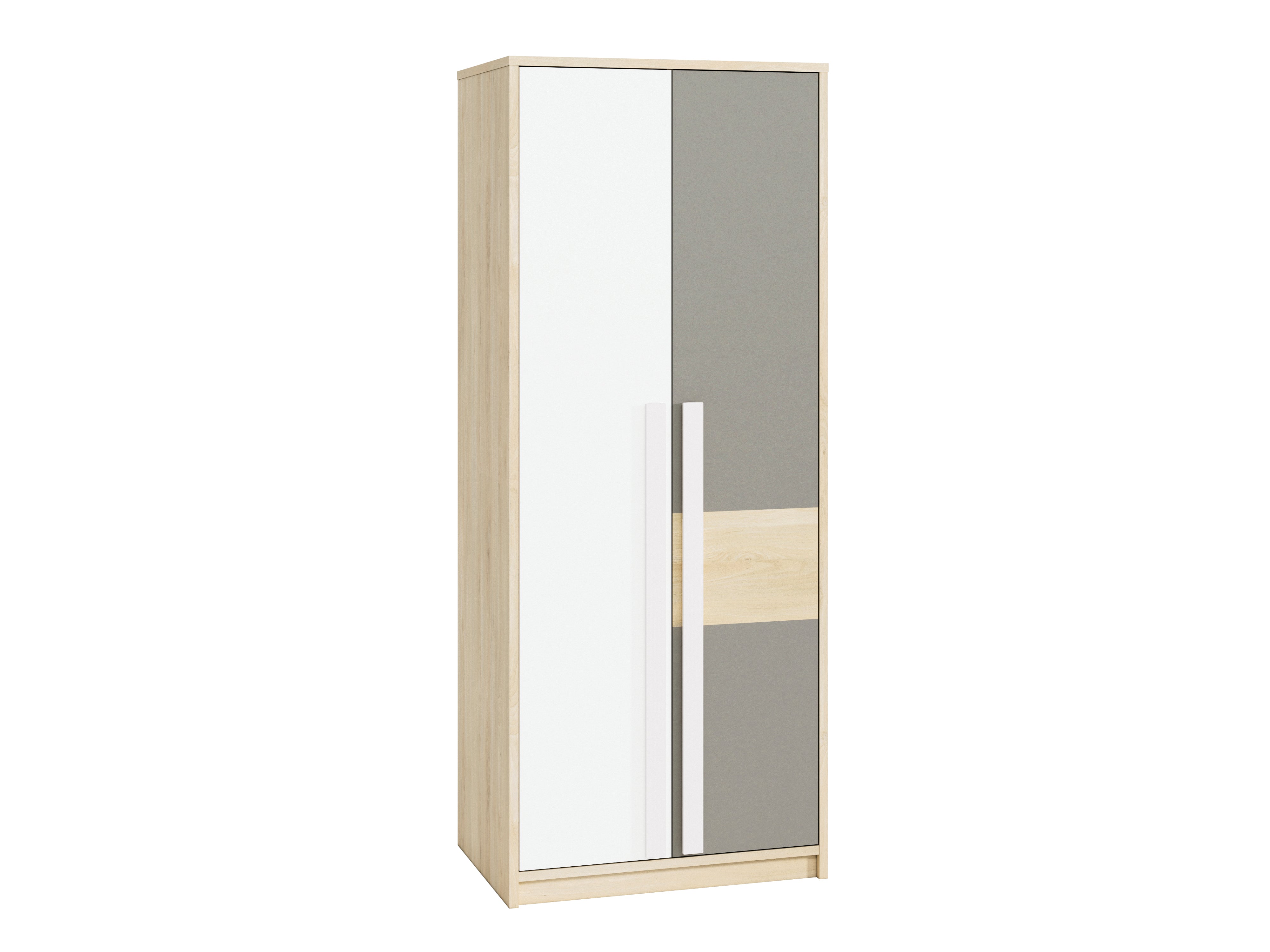 Armoire d'angle moderne Hêtre Fjord, Blanc & Gris Platine – Rangement optimisé avec bordure ABS, résistant à l'humidité et aux rayures - Decora Home