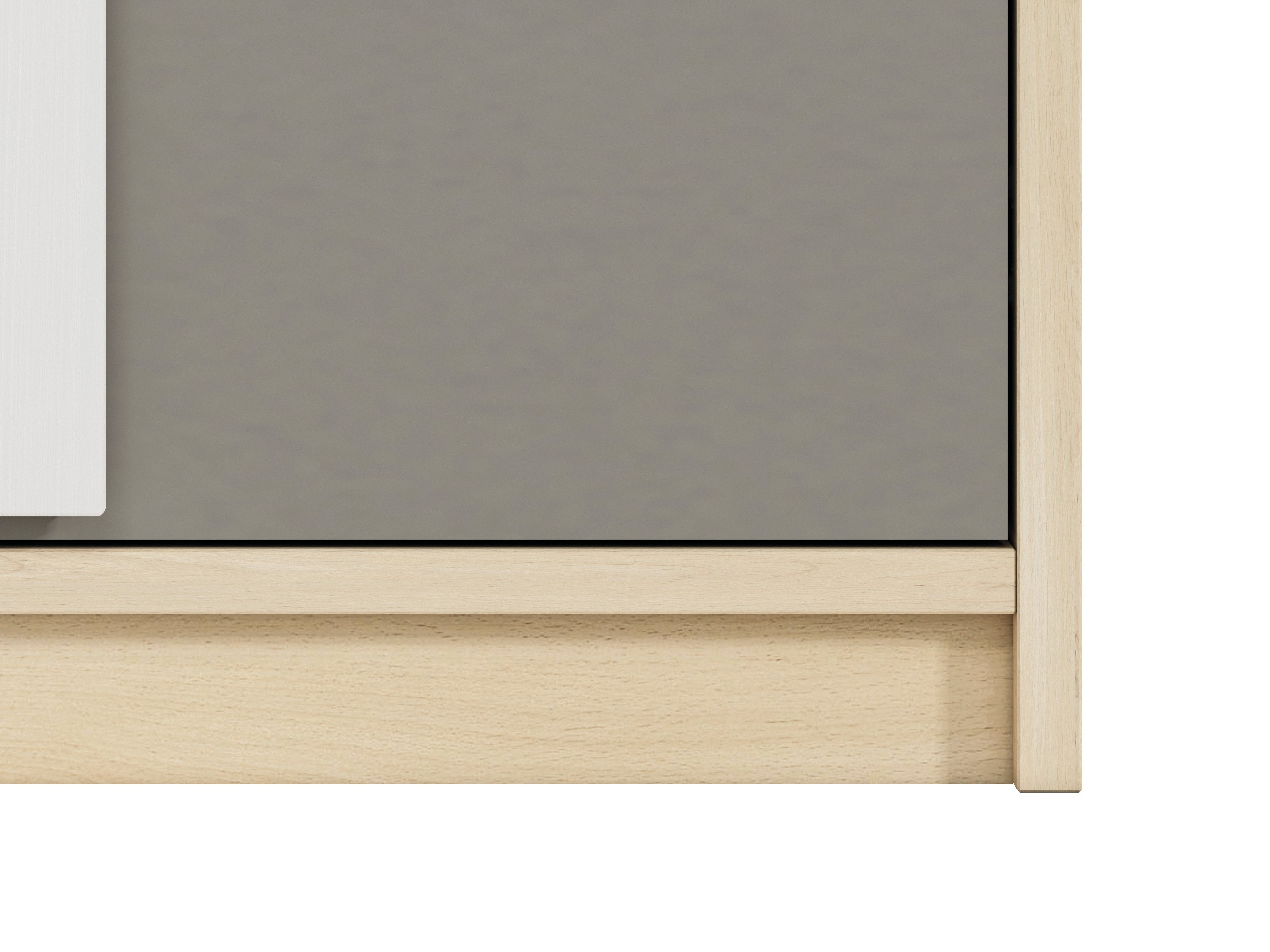 Armoire d'angle moderne Hêtre Fjord, Blanc & Gris Platine – Rangement optimisé avec bordure ABS, résistant à l'humidité et aux rayures - Decora Home