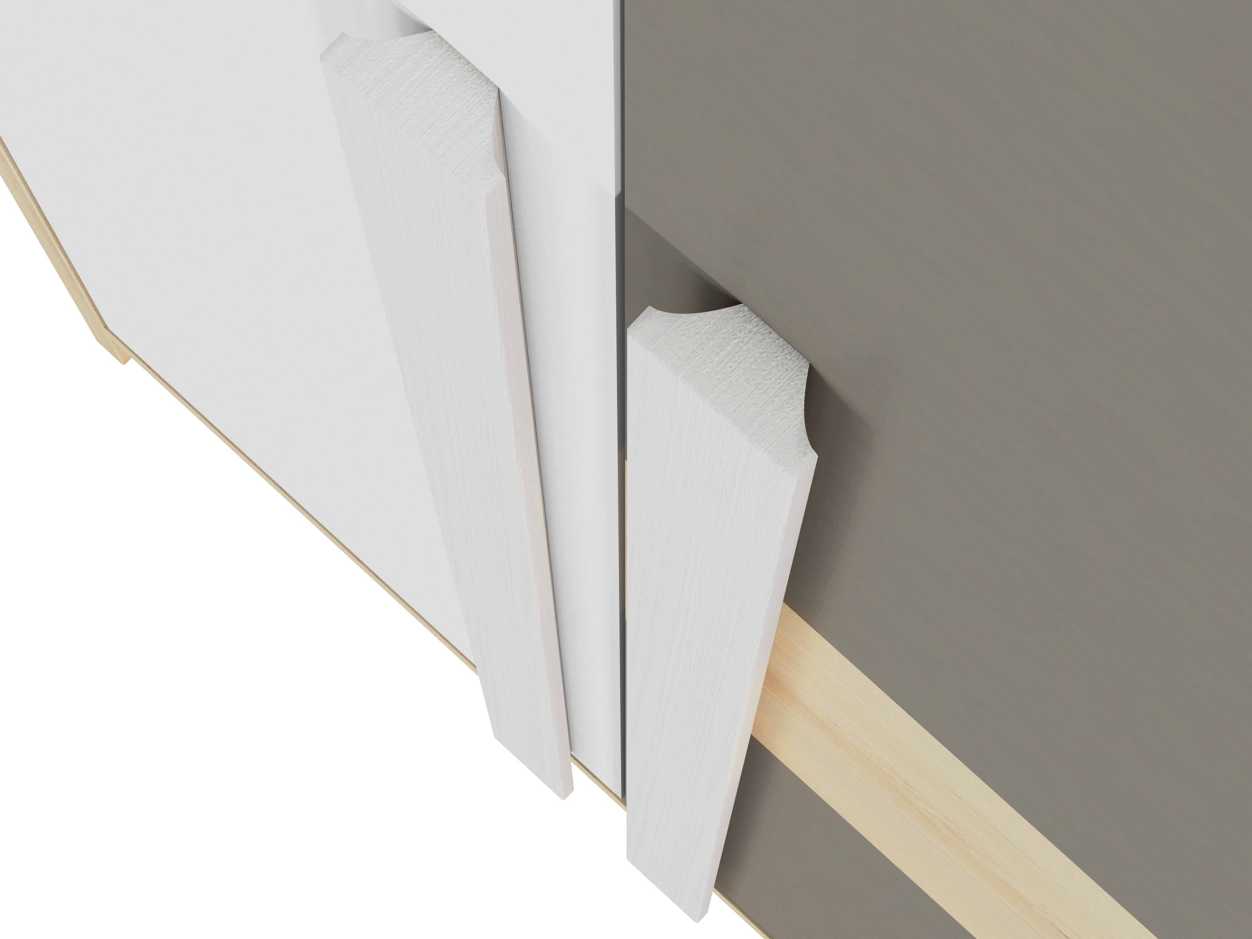 Armoire d'angle moderne Hêtre Fjord, Blanc & Gris Platine – Rangement optimisé avec bordure ABS, résistant à l'humidité et aux rayures - Decora Home