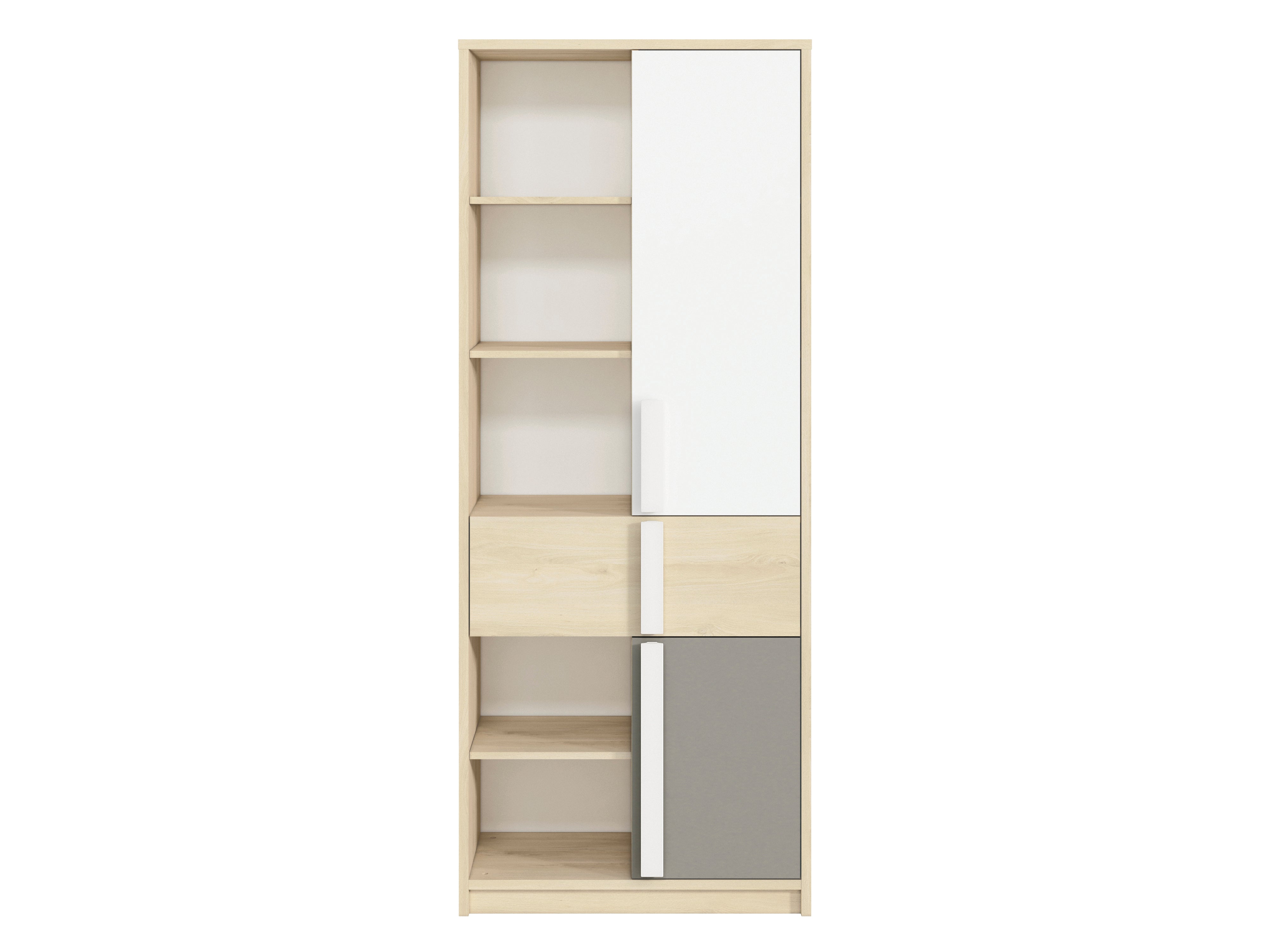Etagère d'Angle Moderne Hêtre Fjord + Blanc avec Tiroirs Renforcés | Rangement Optimisé et Design Contemporain - Decora Home