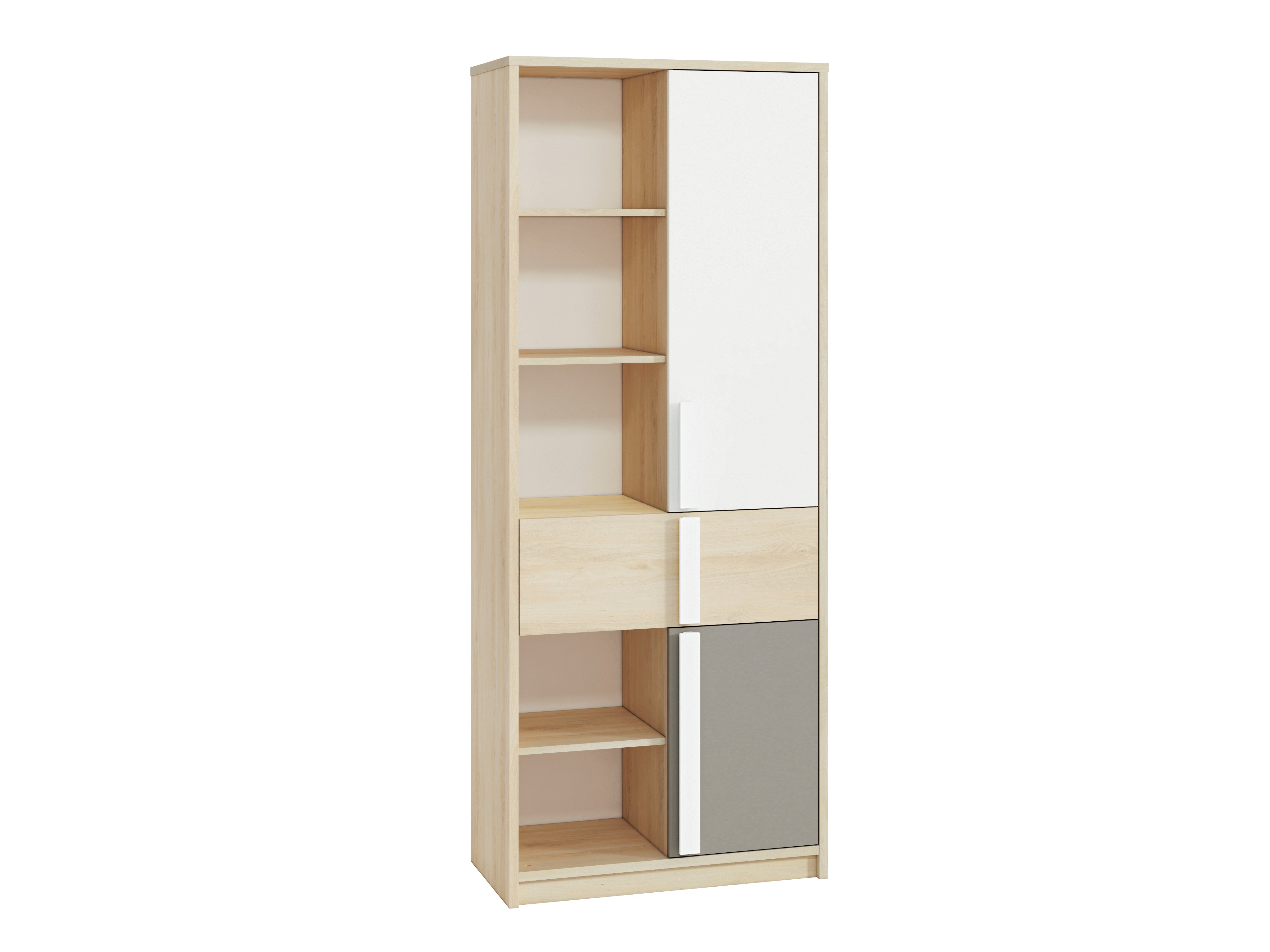 Etagère d'Angle Moderne Hêtre Fjord + Blanc avec Tiroirs Renforcés | Rangement Optimisé et Design Contemporain - Decora Home