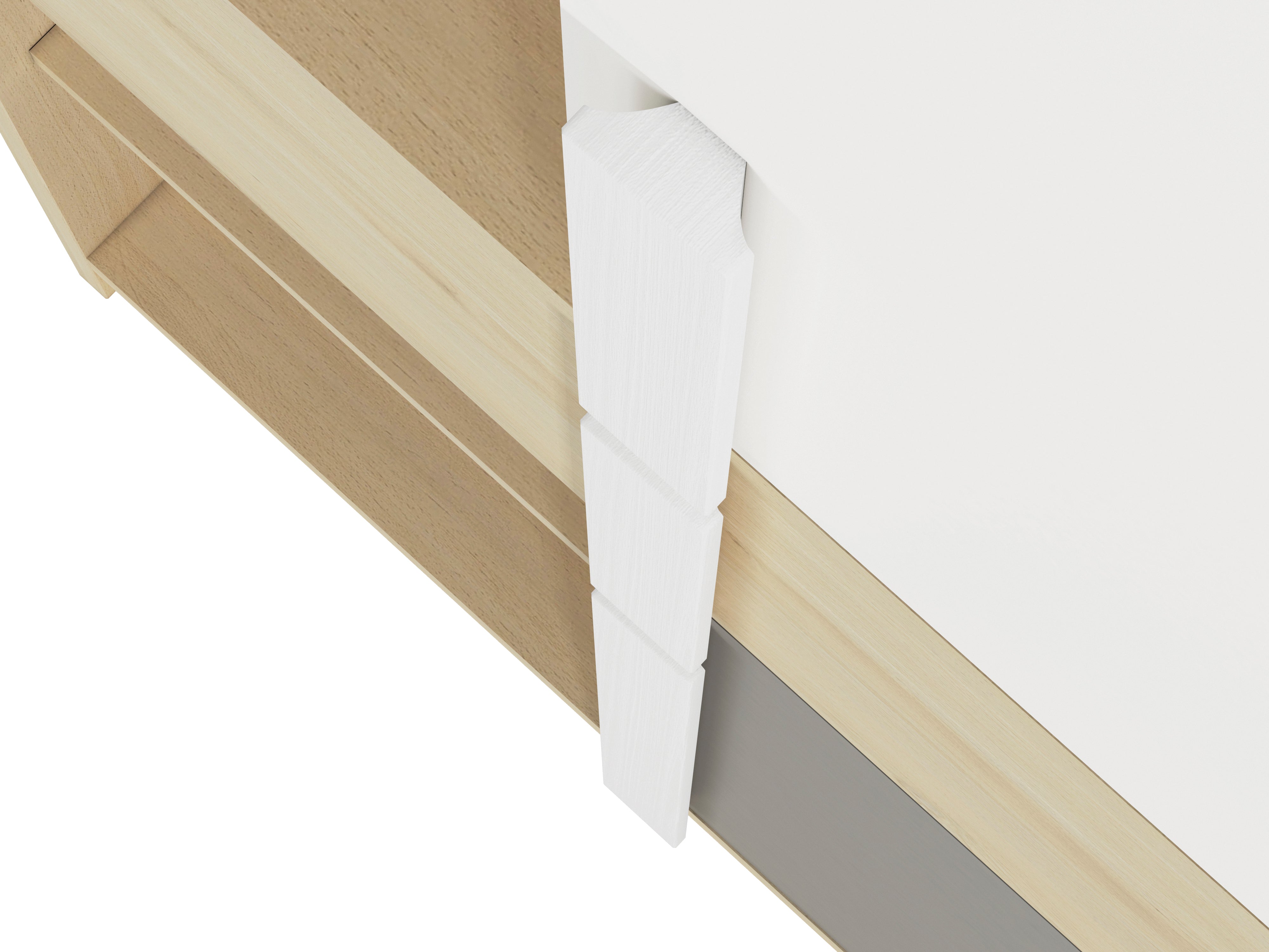 Etagère d'Angle Moderne Hêtre Fjord + Blanc avec Tiroirs Renforcés | Rangement Optimisé et Design Contemporain - Decora Home