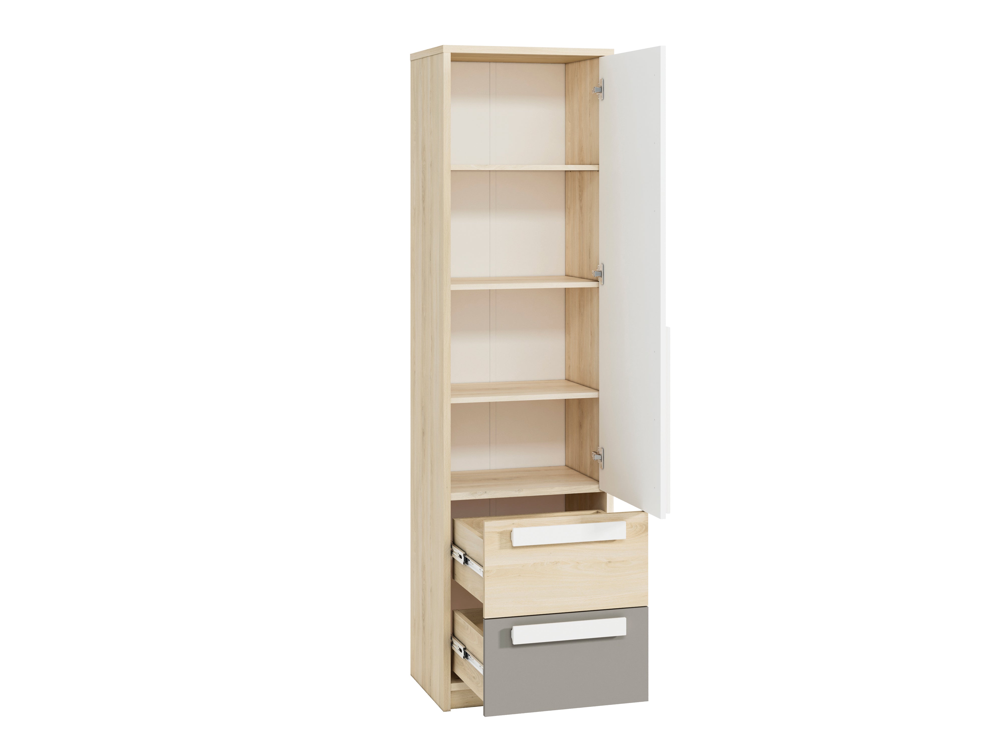 Chiffonnier d'Angle Moderne Hêtre Fjord + Blanc | Rangement Fonctionnel avec Tiroirs Renforcés | Design Contemporain et Résistant - Decora Home