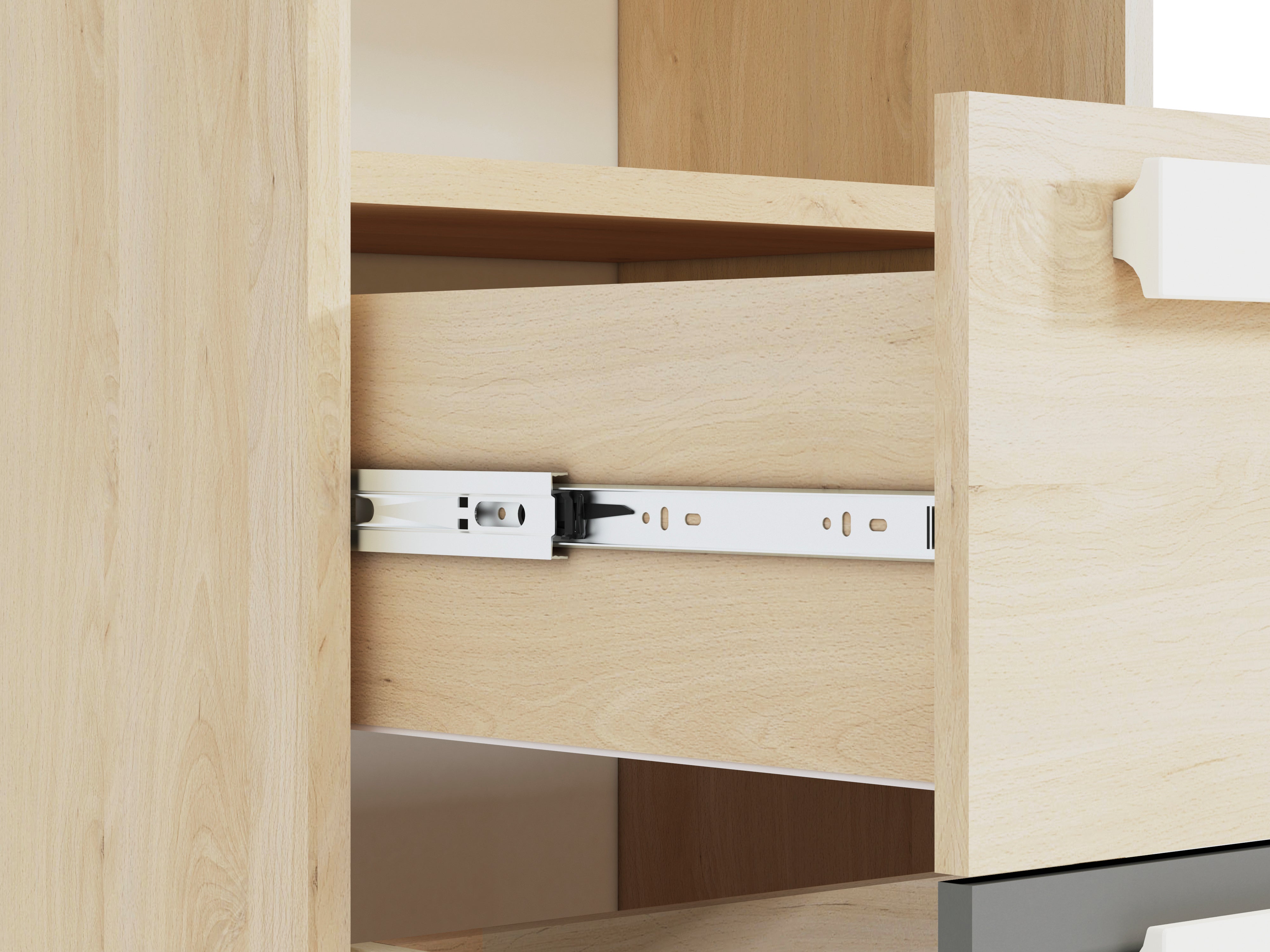 Étagère moderne Hêtre Fjord et Blanc avec bordure ABS - Design élégant et fonctionnel - Decora Home