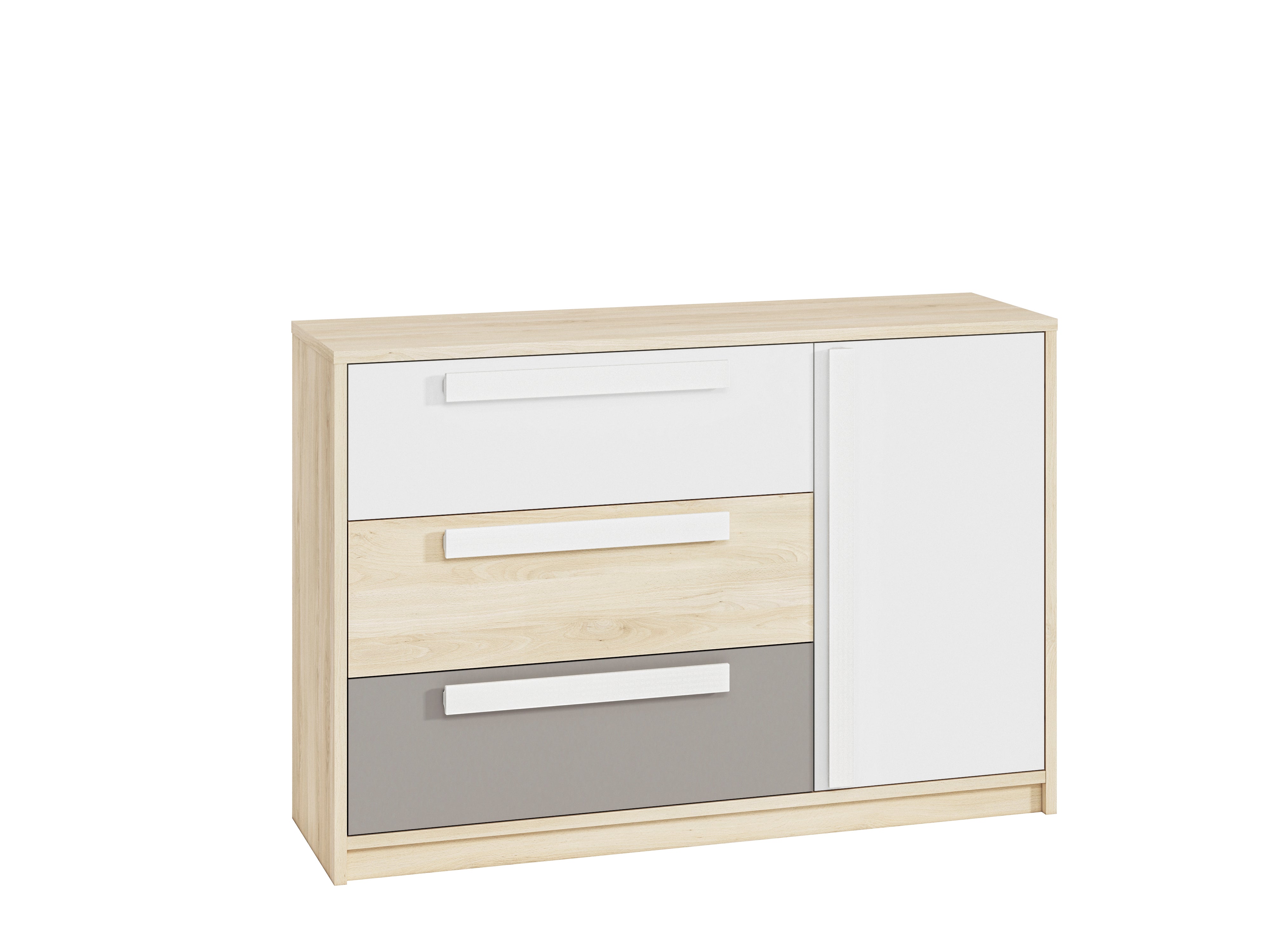 Commode, Buffet, Buffet moderne en Hêtre Fjord et Blanc avec tiroirs renforcés - Design élégant et rangement optimisé - Decora Home