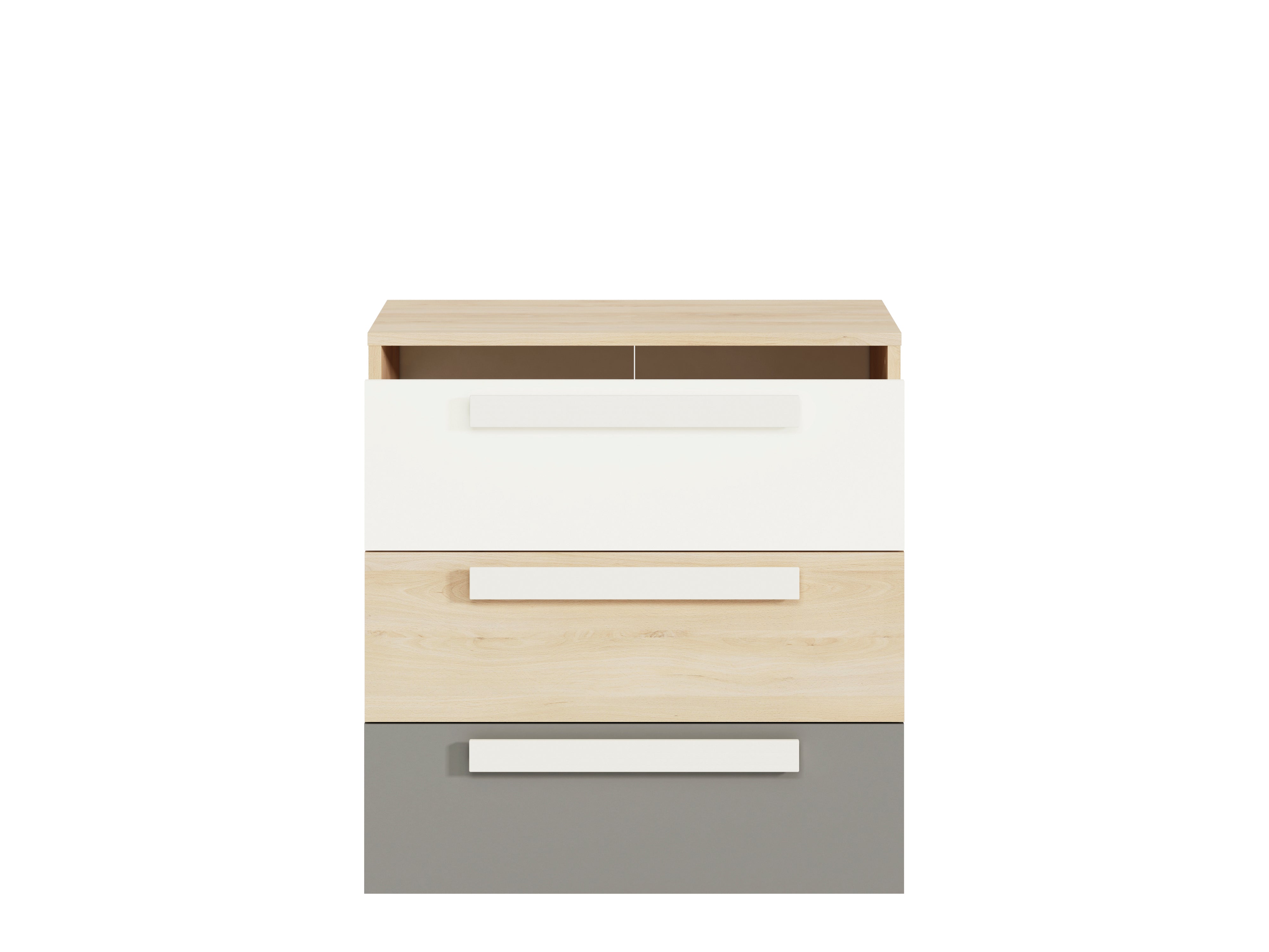 Commode, Buffet, Buffet moderne en Hêtre Fjord et Blanc avec tiroirs renforcés - Design élégant et pratique pour un rangement optimisé - Decora Home