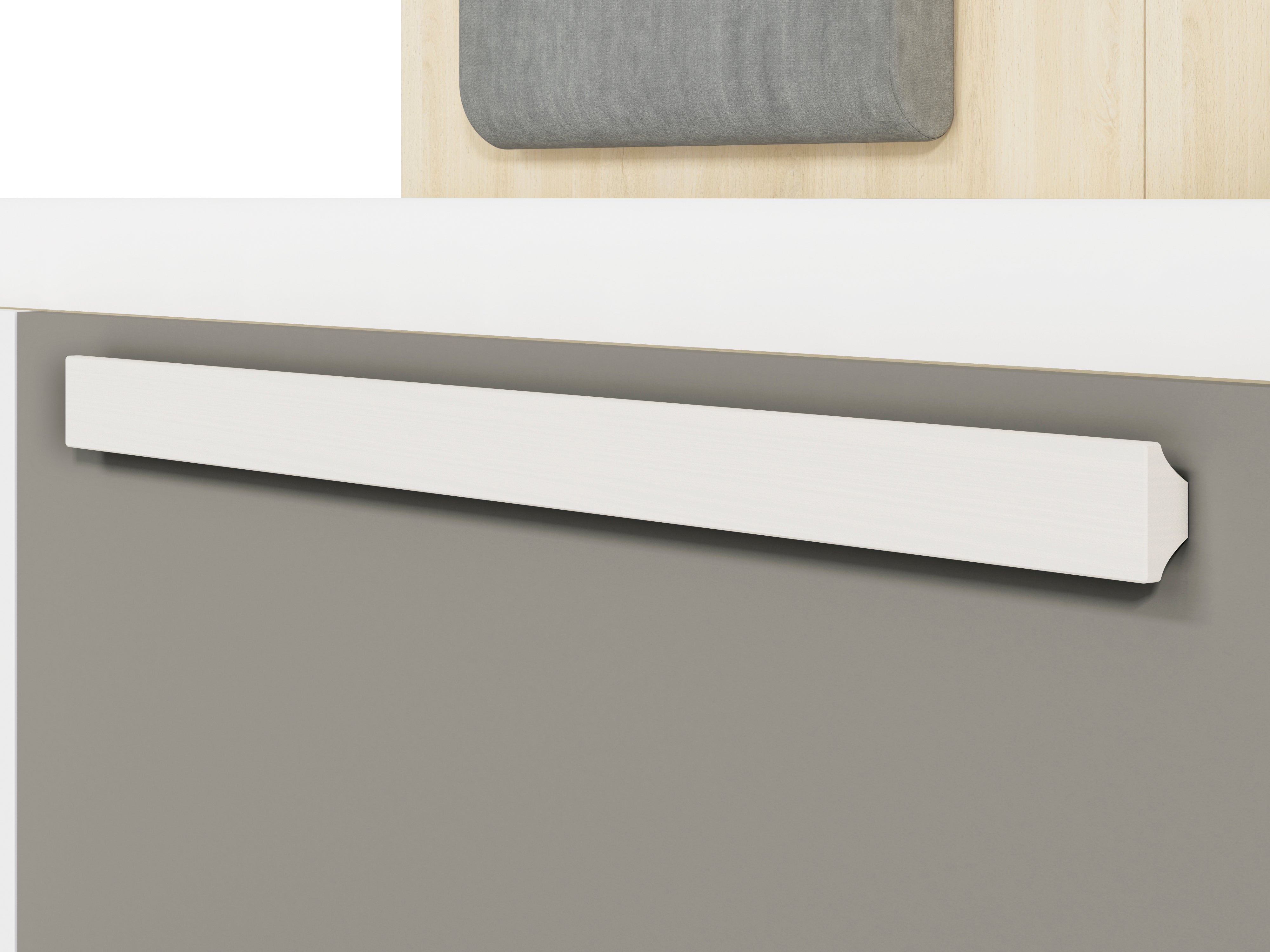 Lit contemporain Hêtre Fjord + Blanc, cadre solide avec bordure ABS et finition résistante - Decora Home