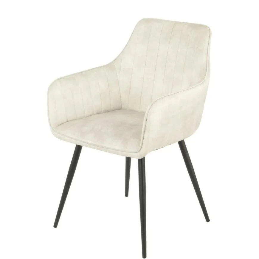 Lot de 2 Chaises – Style Rustique Moderne – Assise Confort Gris/Beige & Pieds Métal Noir - Decora Home