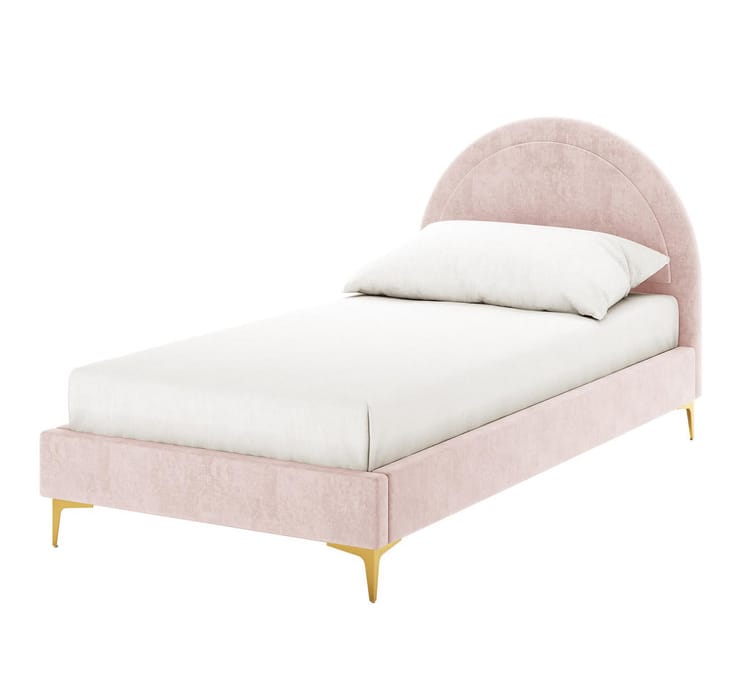 Lit enfant 90x190 cm – Velours rose et blanc|Destockage|Decora Home
