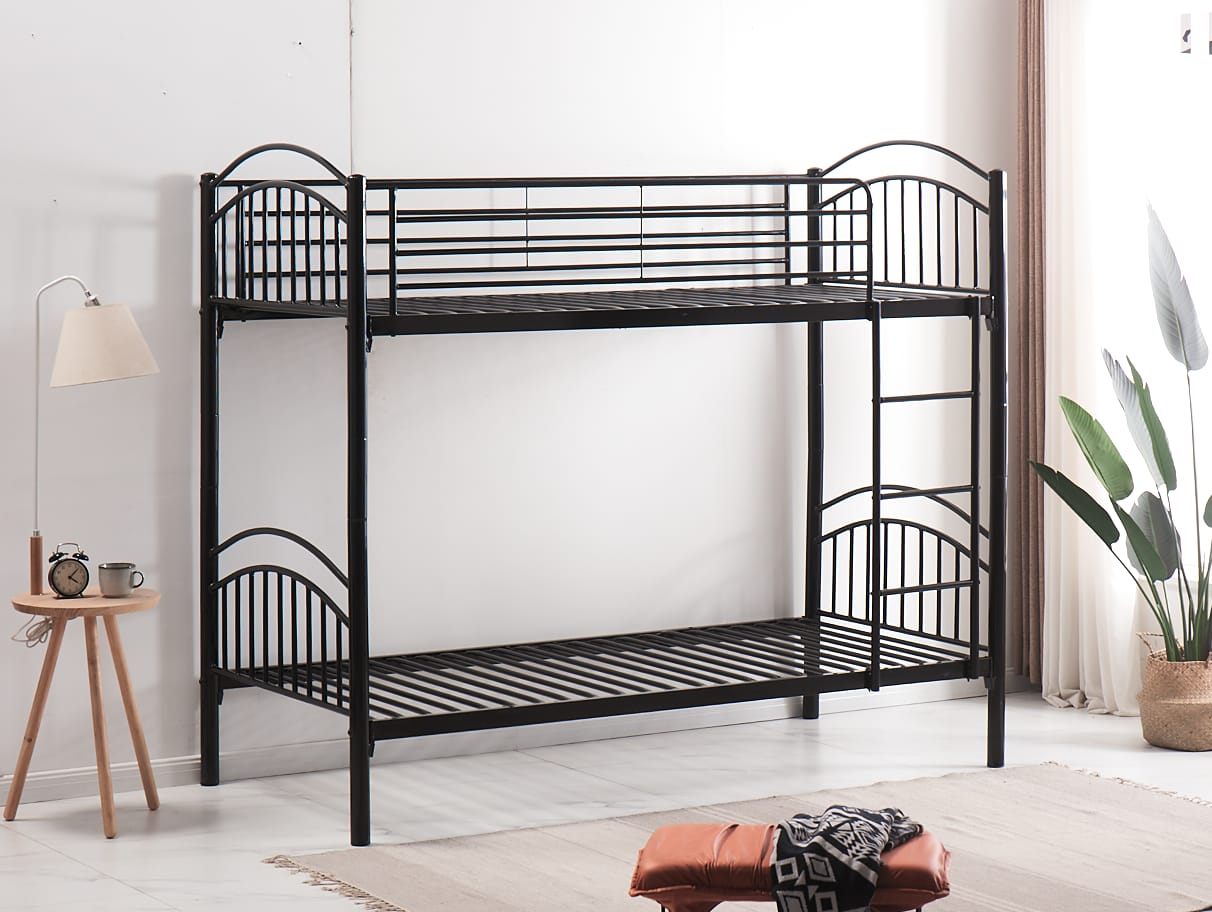 Lit superposé revêtement en acier solide Deux couchages confortables  90x190 cm - Decora Home