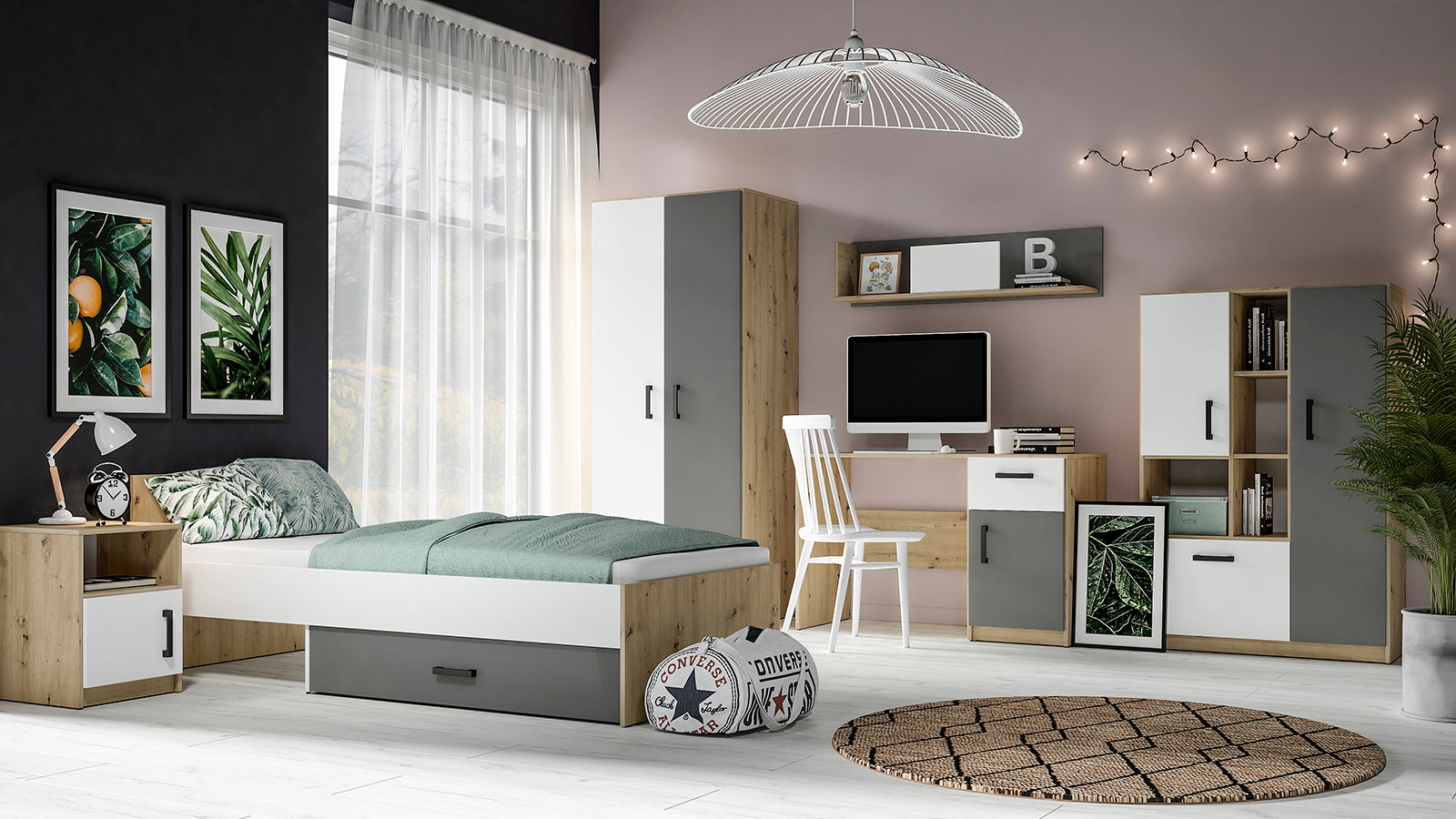 Lit Contemporain avec Structure en Bois et Métal - Confort et Élégance - Decora Home