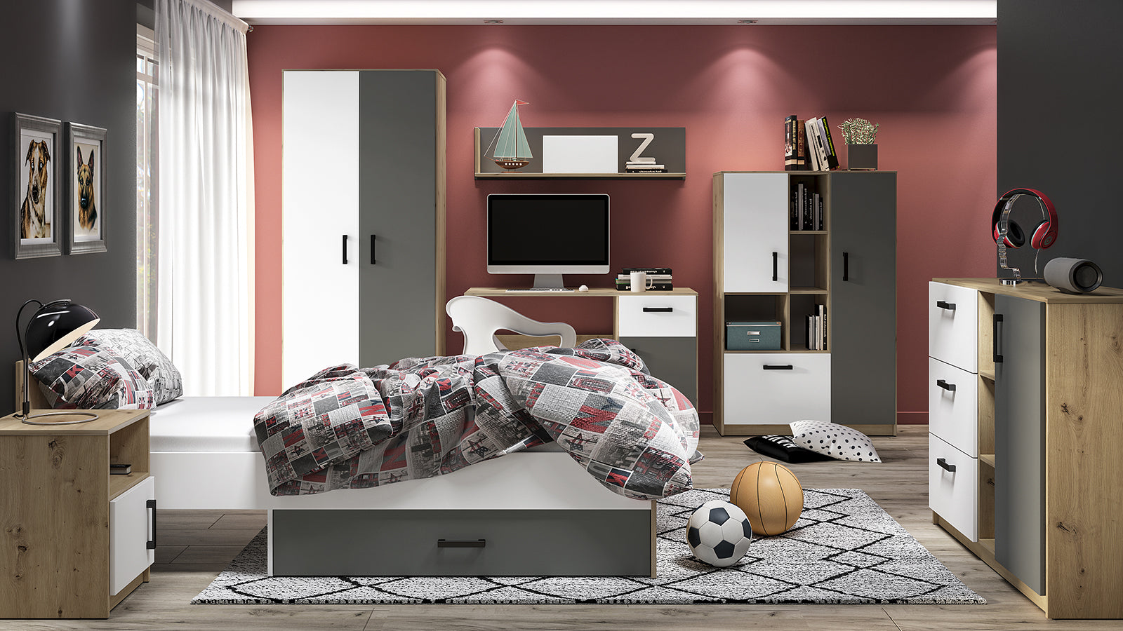 Lit Contemporain avec Structure en Bois et Métal - Confort et Élégance - Decora Home