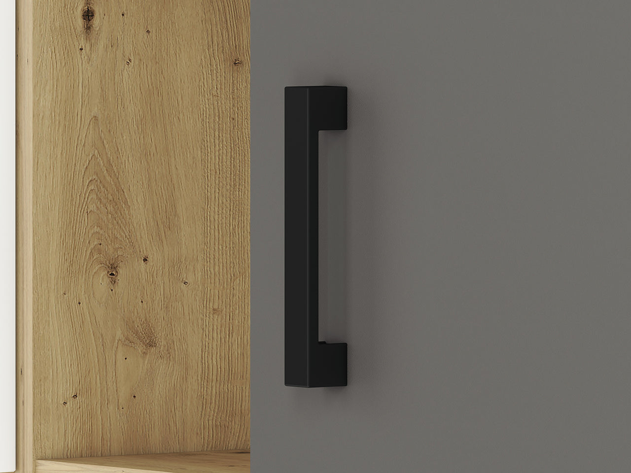 Étagère Murale Moderne en Chêne Artisan et MDF Blanc + Anthracite avec Bordure ABS - Decora Home