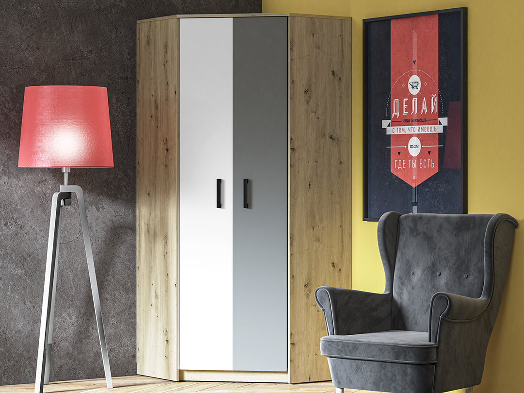 Armoire Moderne en Chêne Artisan et MDF Blanc + Anthracite avec Bordure ABS   Résistante à l'Humidité et aux Rayures, 191 cm|Dernières pièces|Decora Home