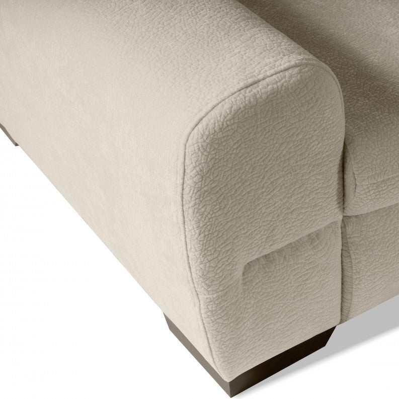 Canapé d’angle convertible en velours beige avec fonction lit et coffre intégré - Decora Home