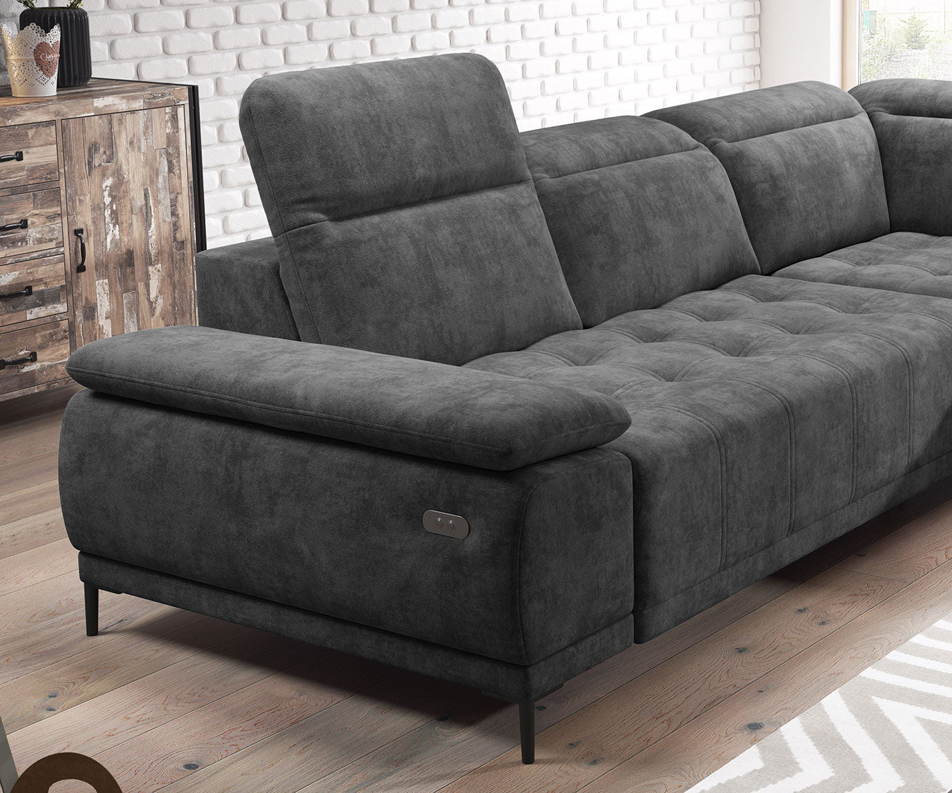 Canapé d'Angle Compact  – Confort Personnalisé avec Appuis-tête réglables et profondeur d'assise modulable électriquement - Decora Home