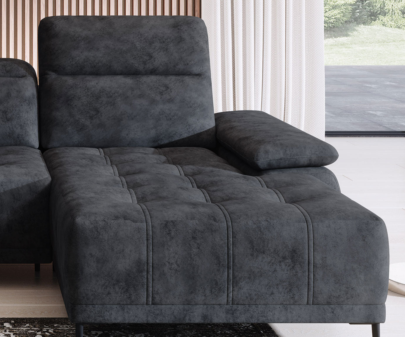 Canapé d'Angle Compact  – Confort Personnalisé avec Appuis-tête réglables et profondeur d'assise modulable électriquement - Decora Home