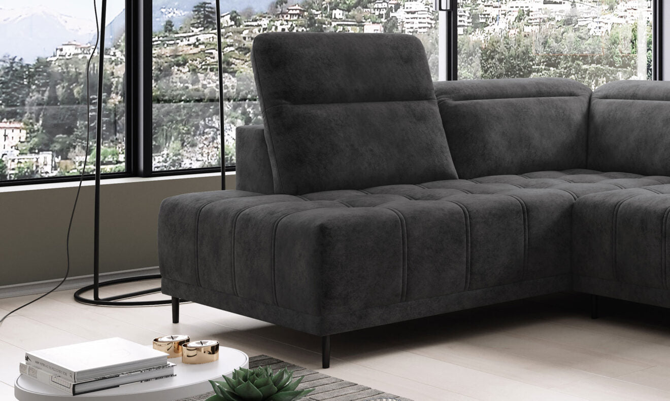 Canapé d'Angle Compact  – Confort Personnalisé avec Appuis-tête réglables et profondeur d'assise modulable électriquement - Decora Home