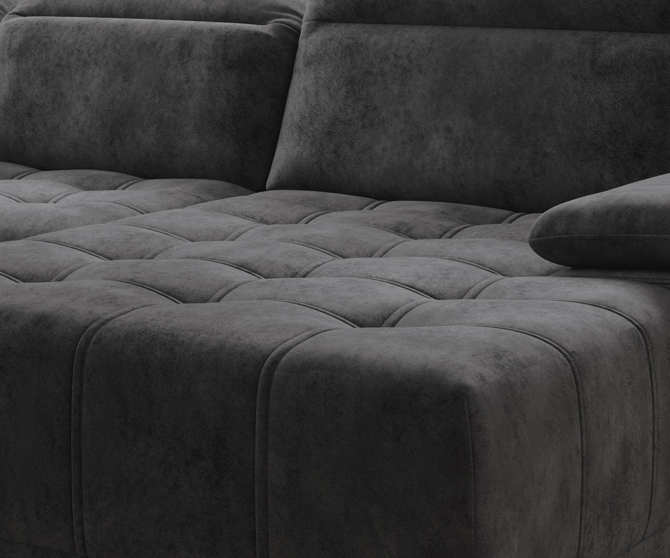 Canapé d'Angle Compact  – Confort Personnalisé avec Appuis-tête réglables et profondeur d'assise modulable électriquement - Decora Home