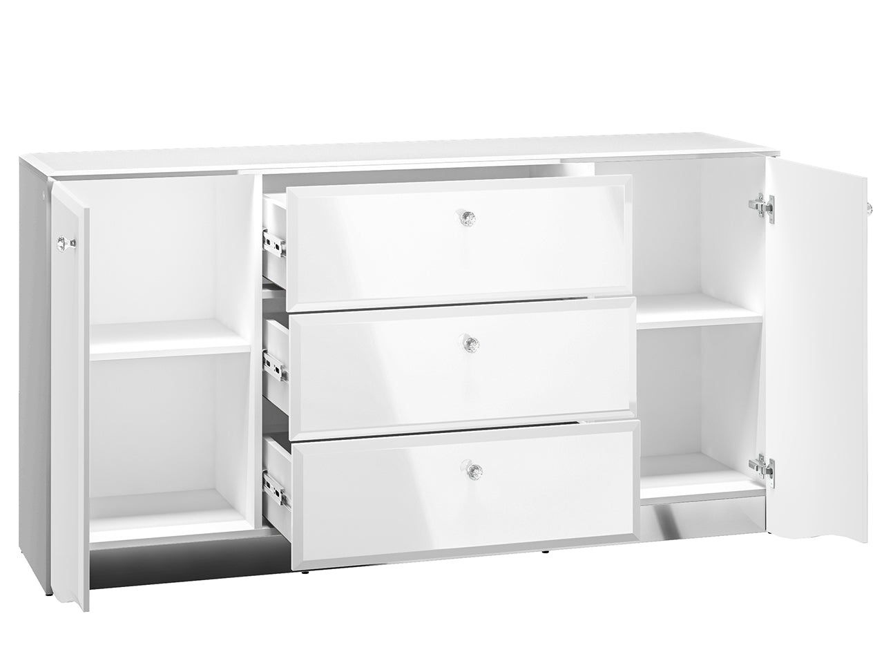 Commode, Buffet, Buffet Moderne en Blanc Brillant avec Bordure ABS Durable et Tiroirs Spacieux - Decora Home