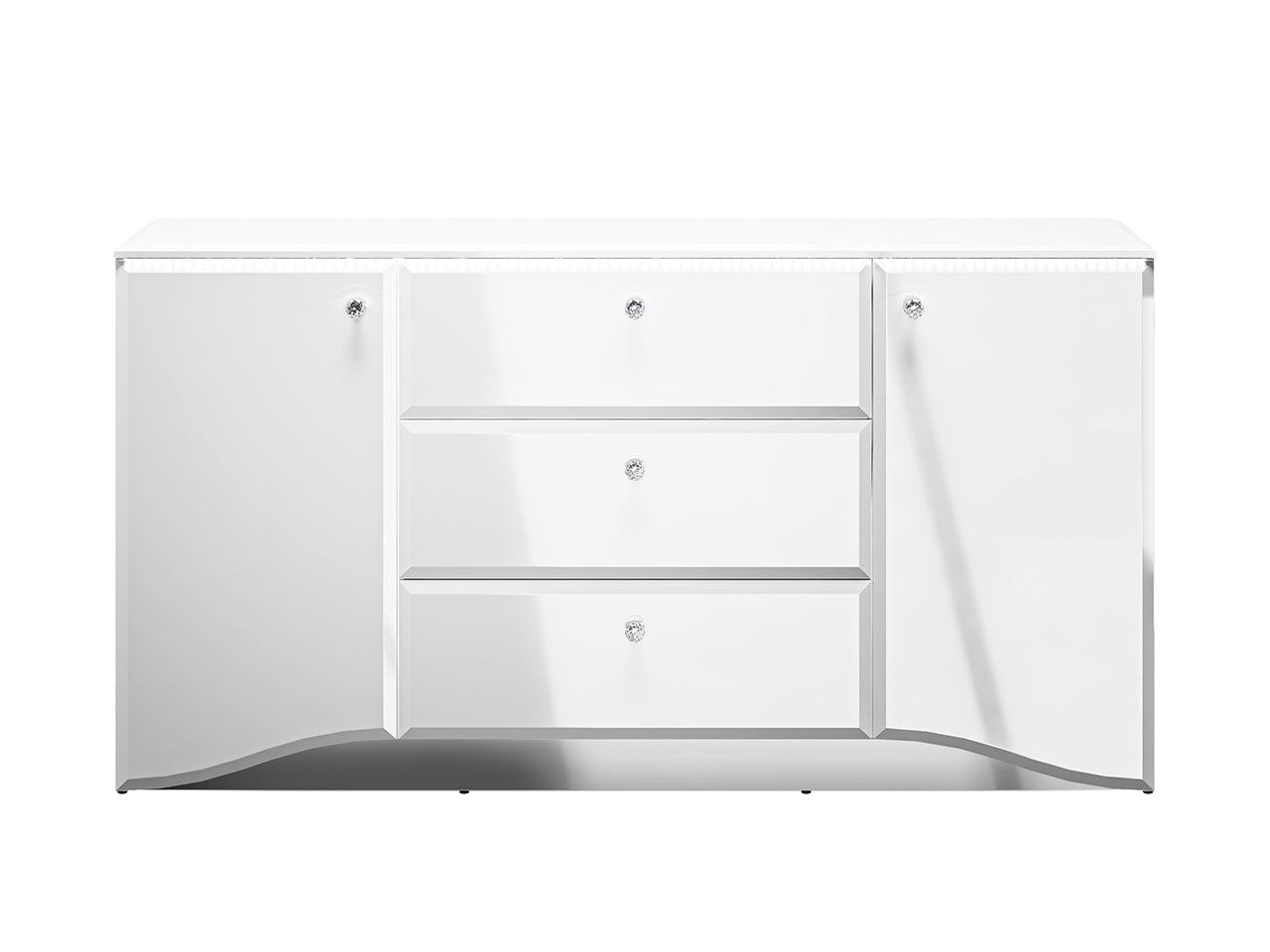 Commode, Buffet, Buffet Moderne en Blanc Brillant avec Bordure ABS Durable et Tiroirs Spacieux - Decora Home