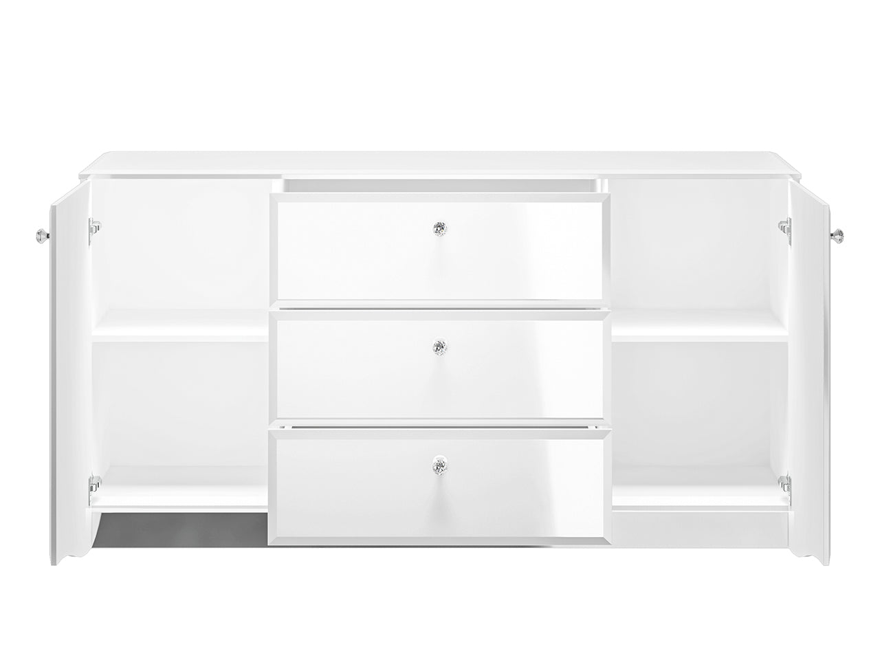 Commode, Buffet, Buffet Moderne en Blanc Brillant avec Bordure ABS Durable et Tiroirs Spacieux - Decora Home