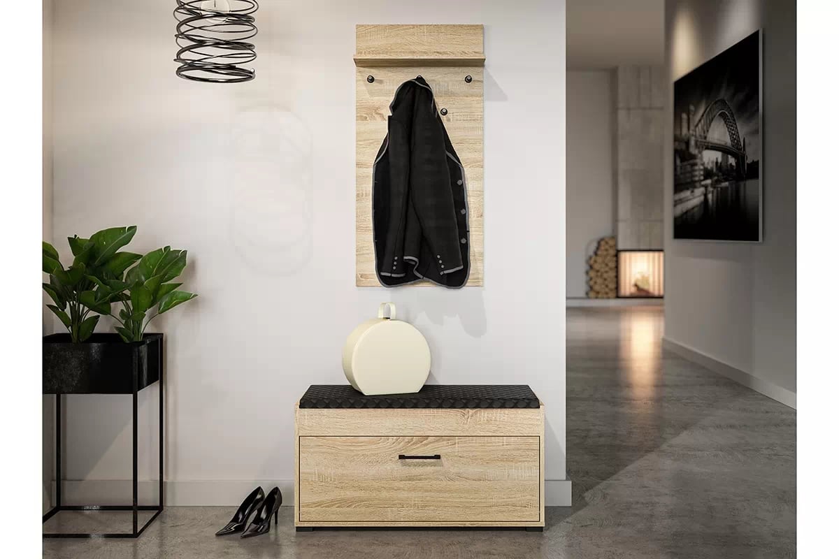 Patère d'entrée avec étagère en Finition Lumière de Sonoma – Élégance et Praticité|Dernières pièces|Decora Home