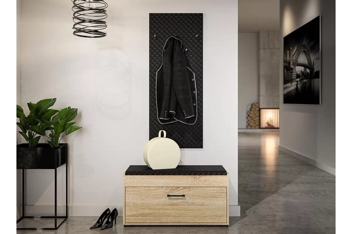 Cintre rembourré pour le hall en Finition Noire – Élégance Minimaliste|Dernières pièces|Decora Home