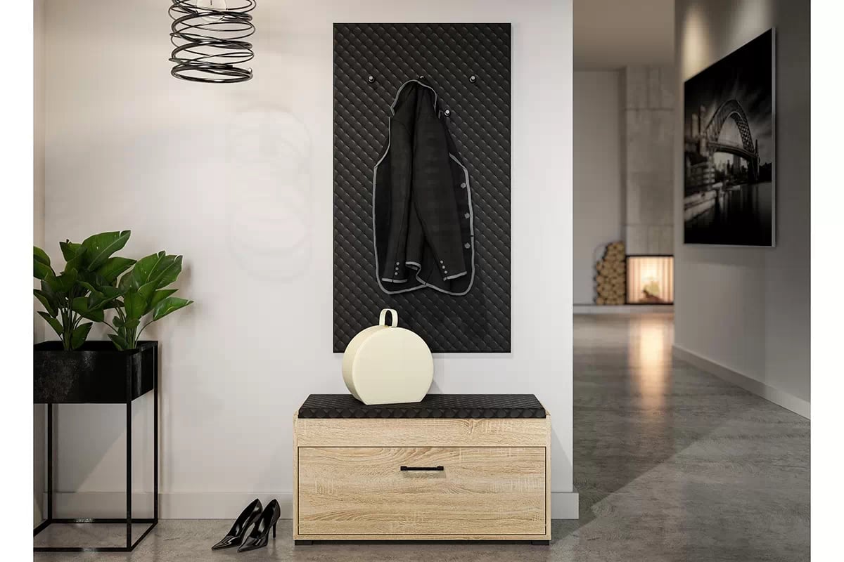 Cintre rembourré pour le hall en Finition Noire – Élégance Minimaliste - Decora Home