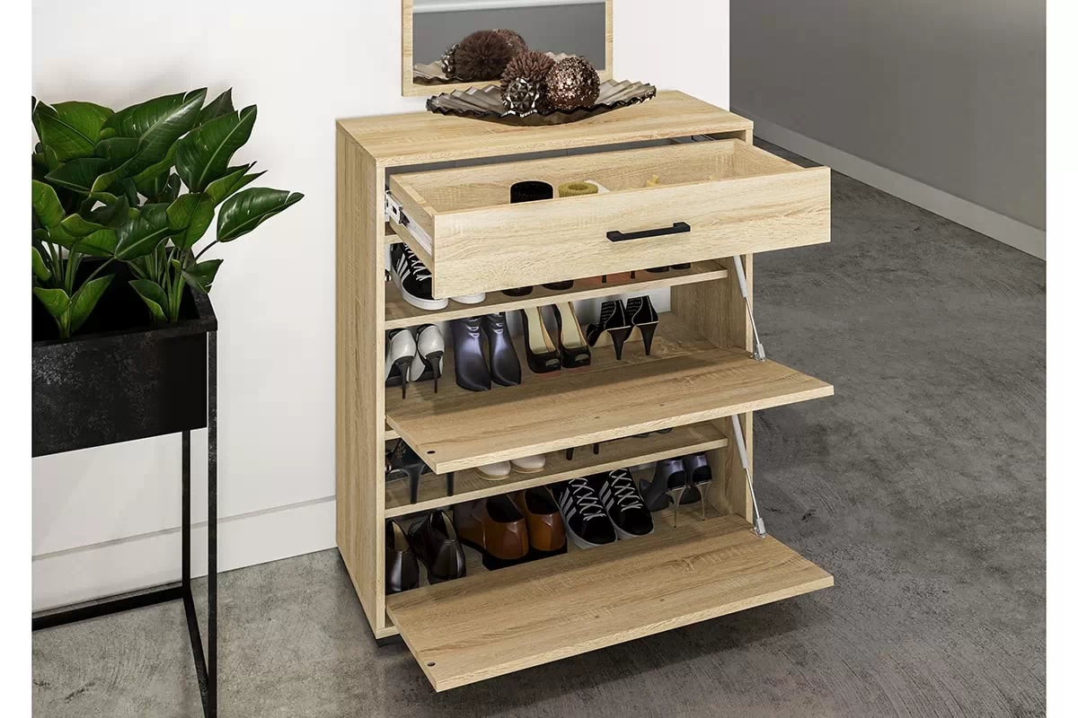 Meuble à Chaussures en Finition Chêne Clair – Structure Robuste, Design Compact et Élégant - Decora Home