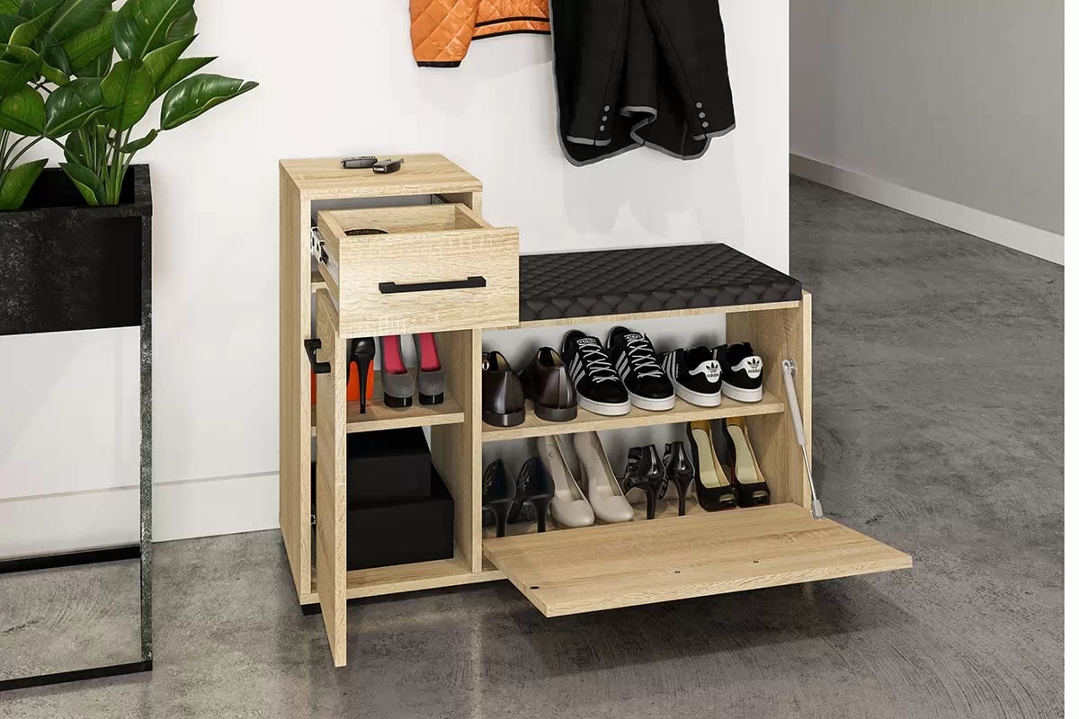 Meuble à Chaussures en Bois Clair 90 cm | Rangement Spacieux et Solide - Decora Home