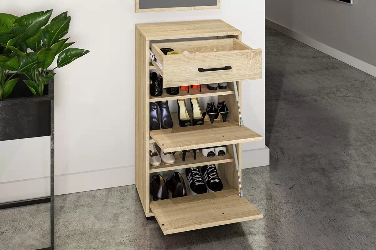 Meuble à Chaussures en Finition Chêne Clair – Structure Robuste, Design Compact et Élégant - Decora Home