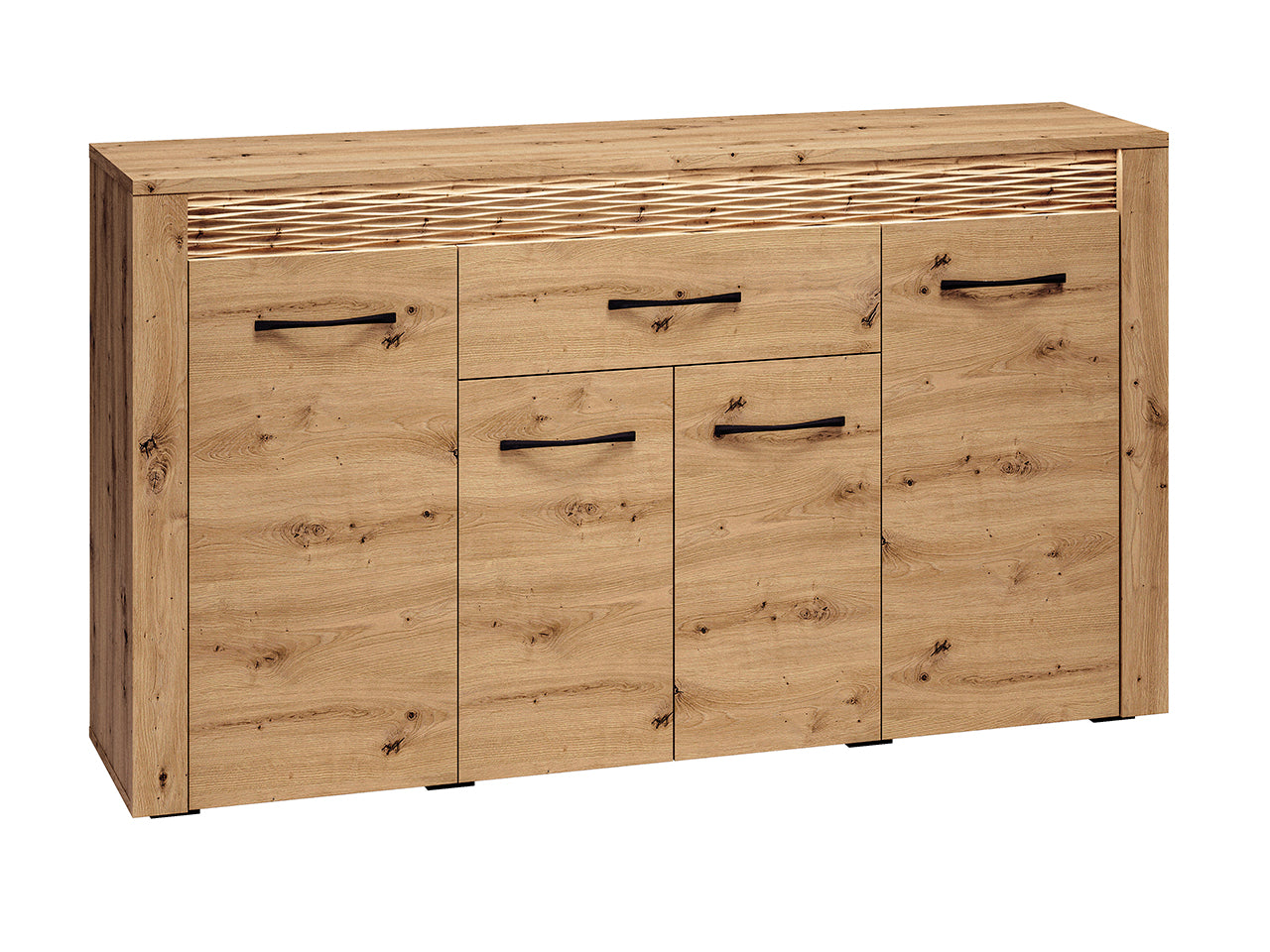 Commode, Buffet, Buffet Long en Chêne Artisanal & MDF Rainuré – Série Artisan Épure - Decora Home