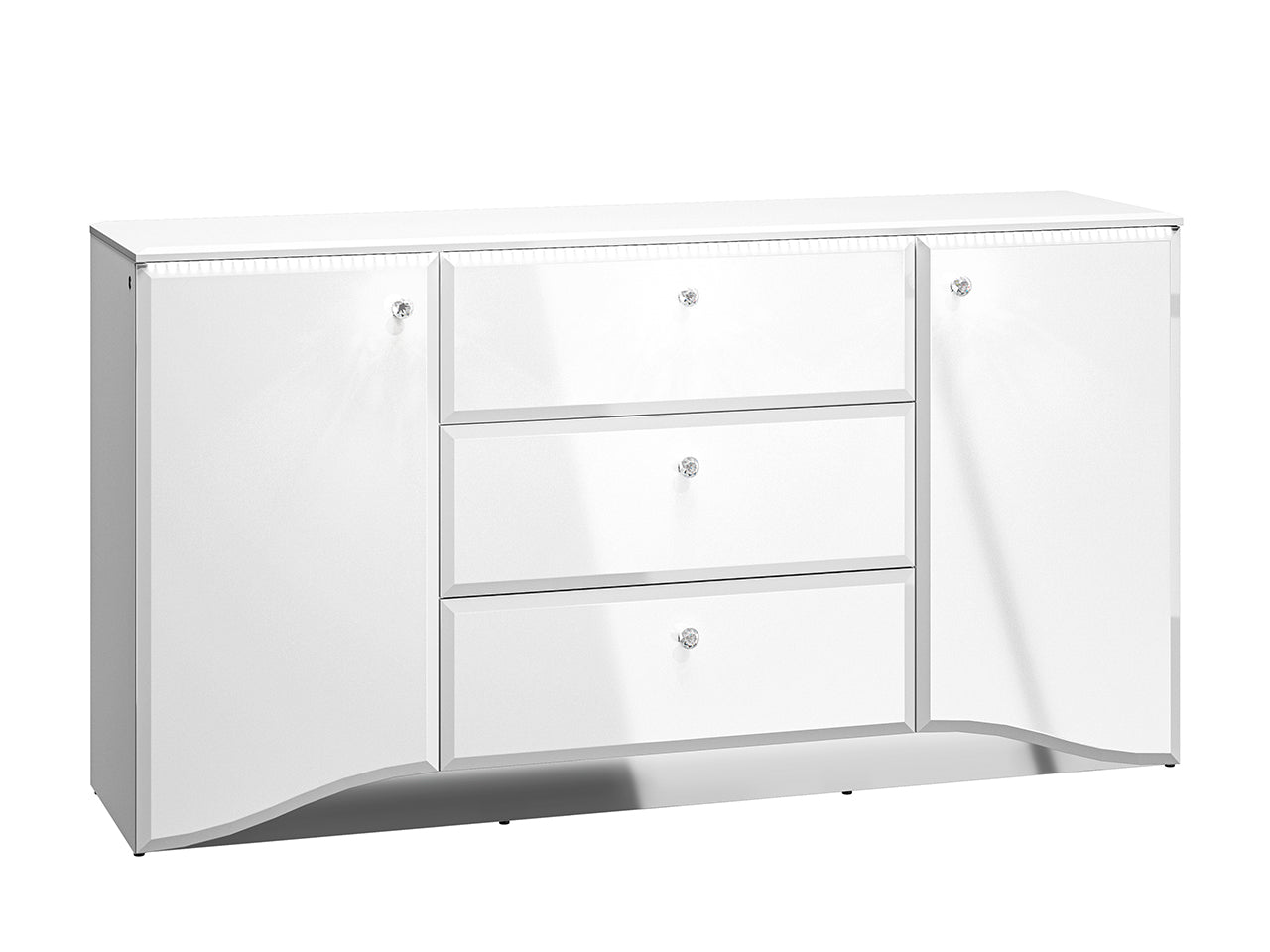Buffet Moderne en Blanc Brillant avec Bordure ABS Durable et Tiroirs Spacieux|Offre Limitée|Decora Home