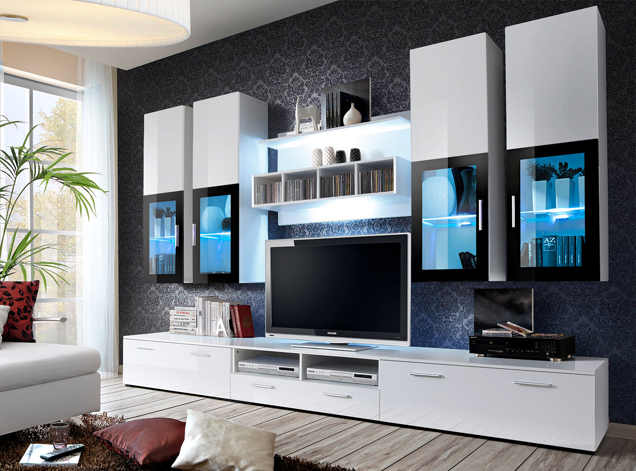 Composition TV LYRA 300cm - Blanc, Noir