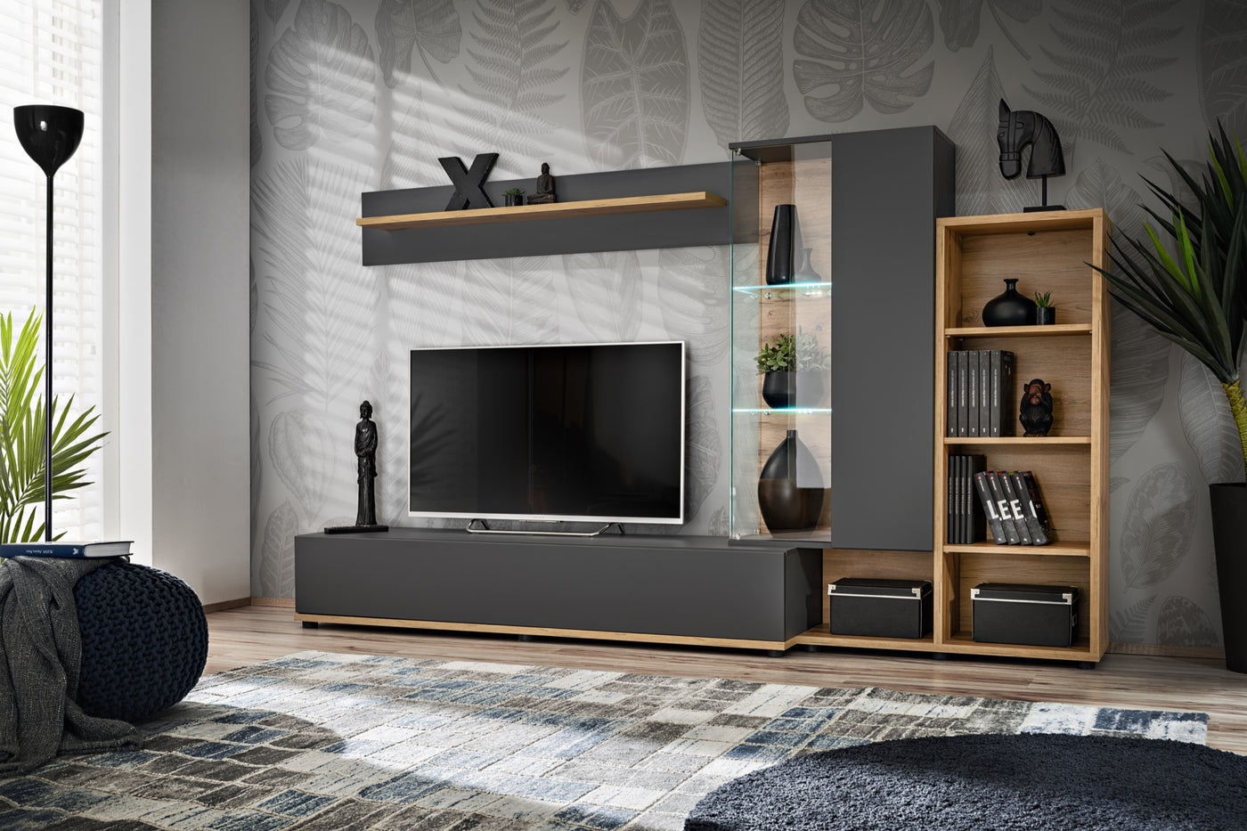 Composition TV SILK II 240cm - Orme Perla, Blanc, PVC