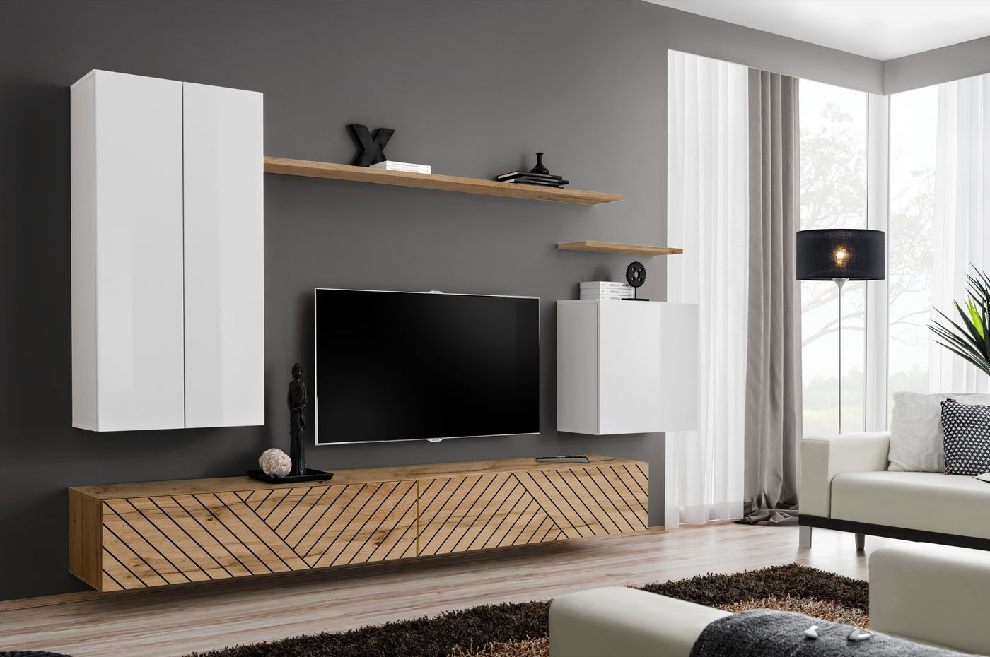 Composition TV SWITCH II 270cm - Rainuré