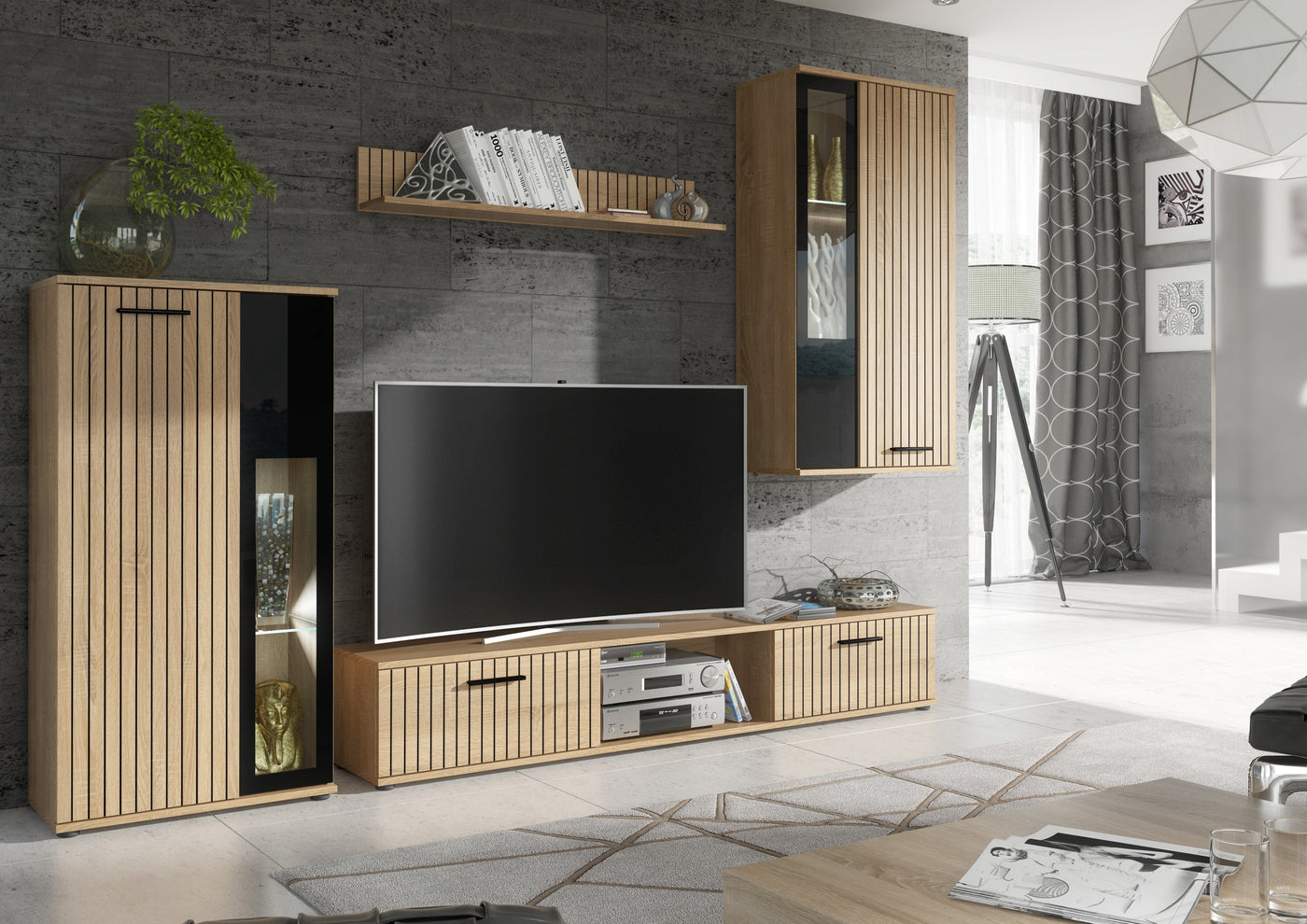 Composition TV WOW 255cm - Hickory Jackson, Blanc Mat