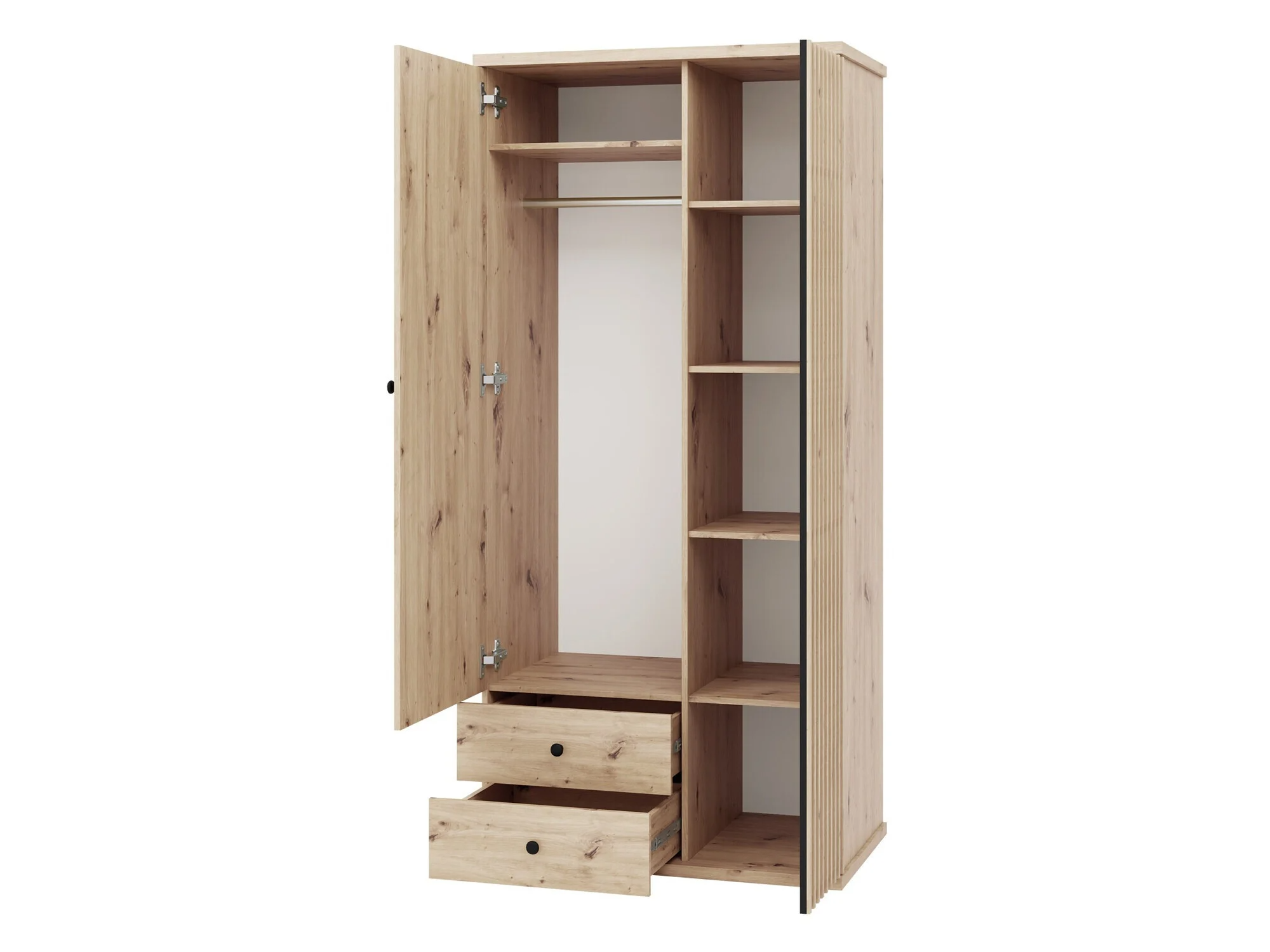 Armoire Moderne avec Miroir et Détails à Lattes - Decora Home